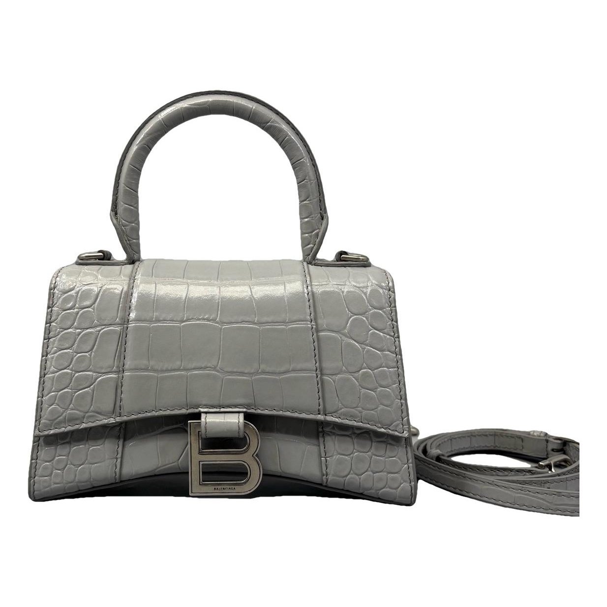 Hourglass leather handbag