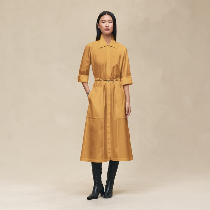 Marron Ocre Equestrian Shirt Dress