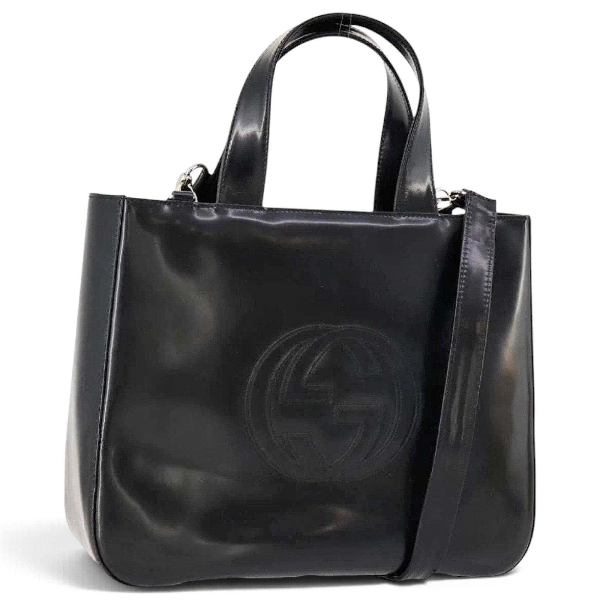 Patent leather handbag