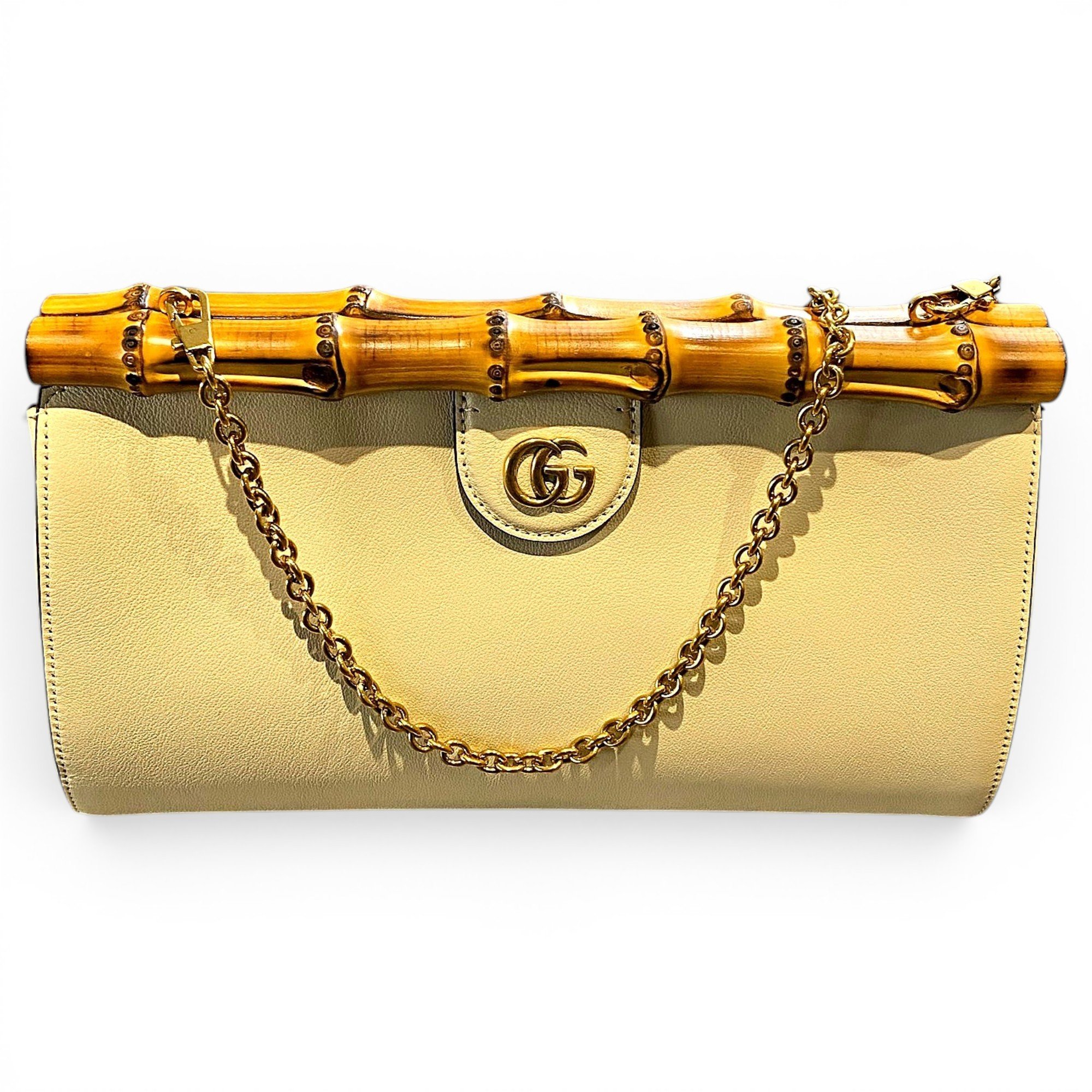 Bamboo leather clutch bag
