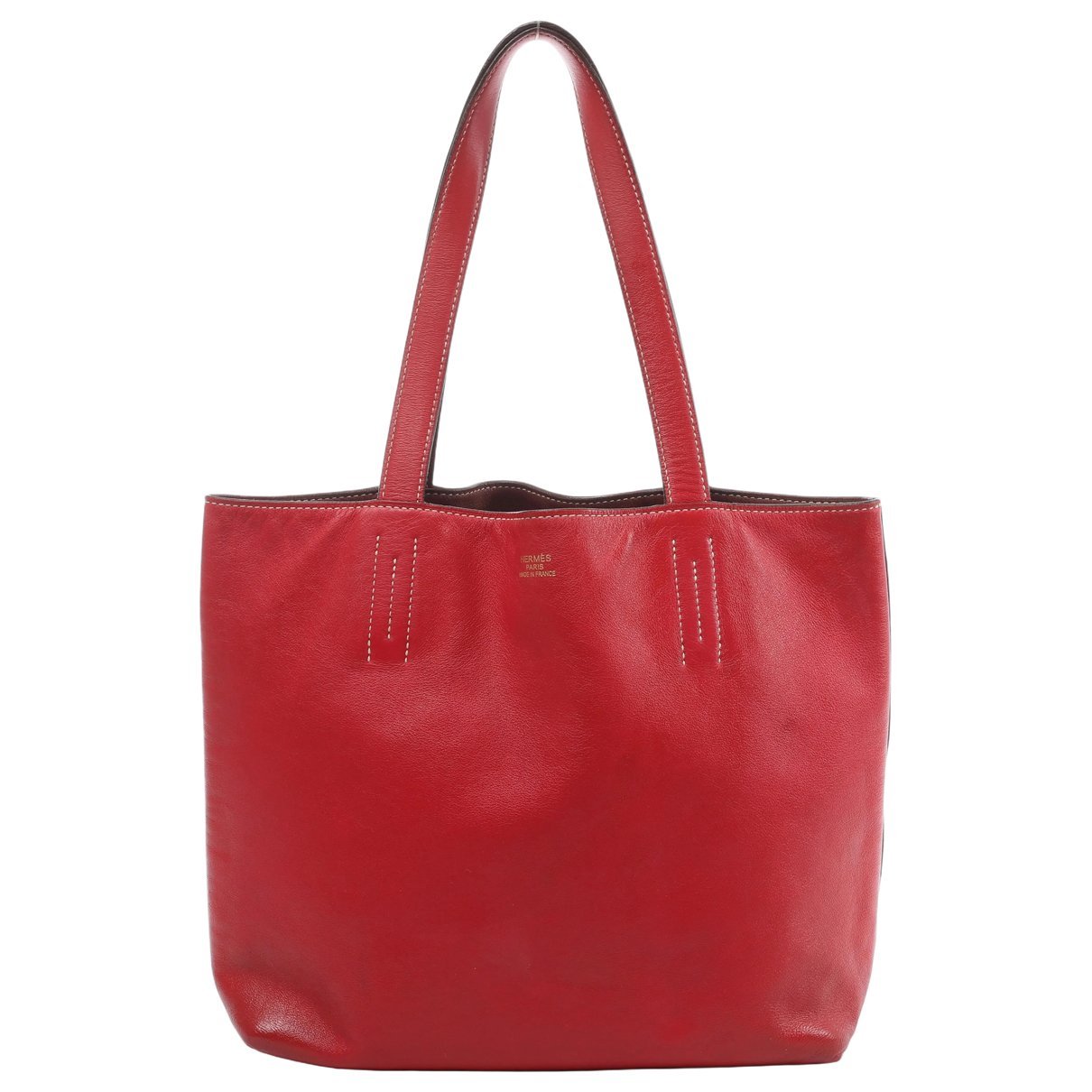 Double sens leather handbag