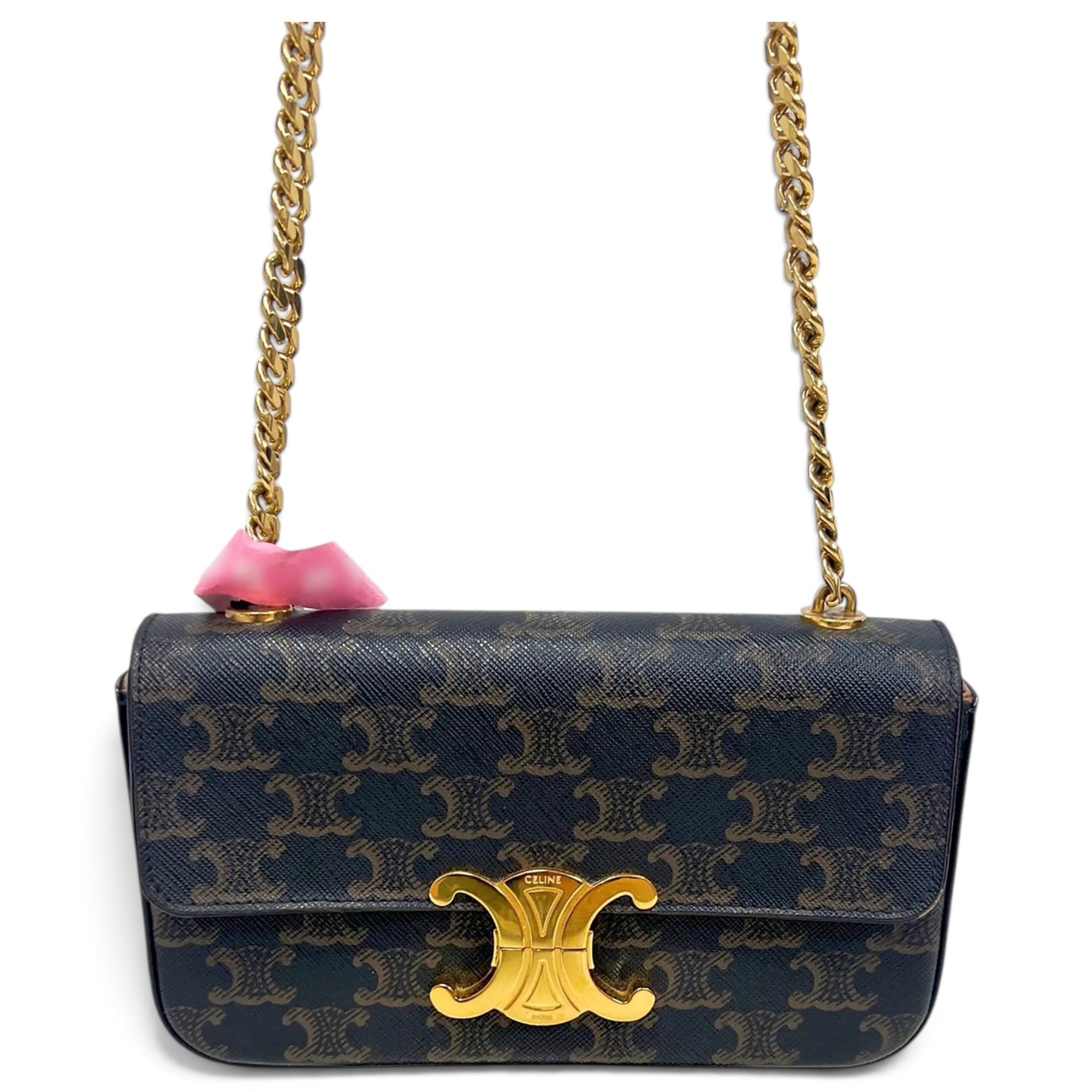 Triomphe chain leather handbag