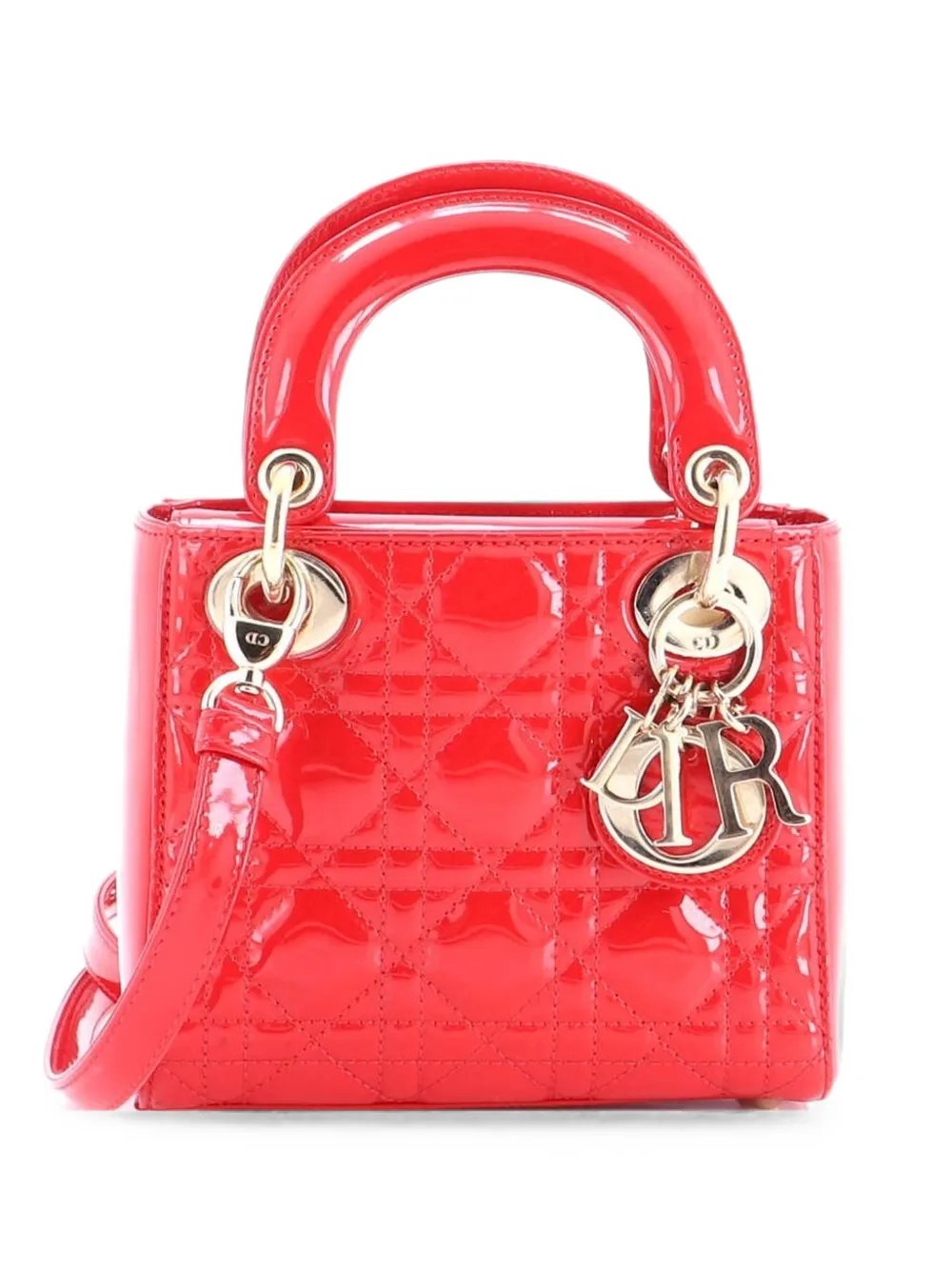Lady Dior Bag Cannage Quilt Patent Mini satchel