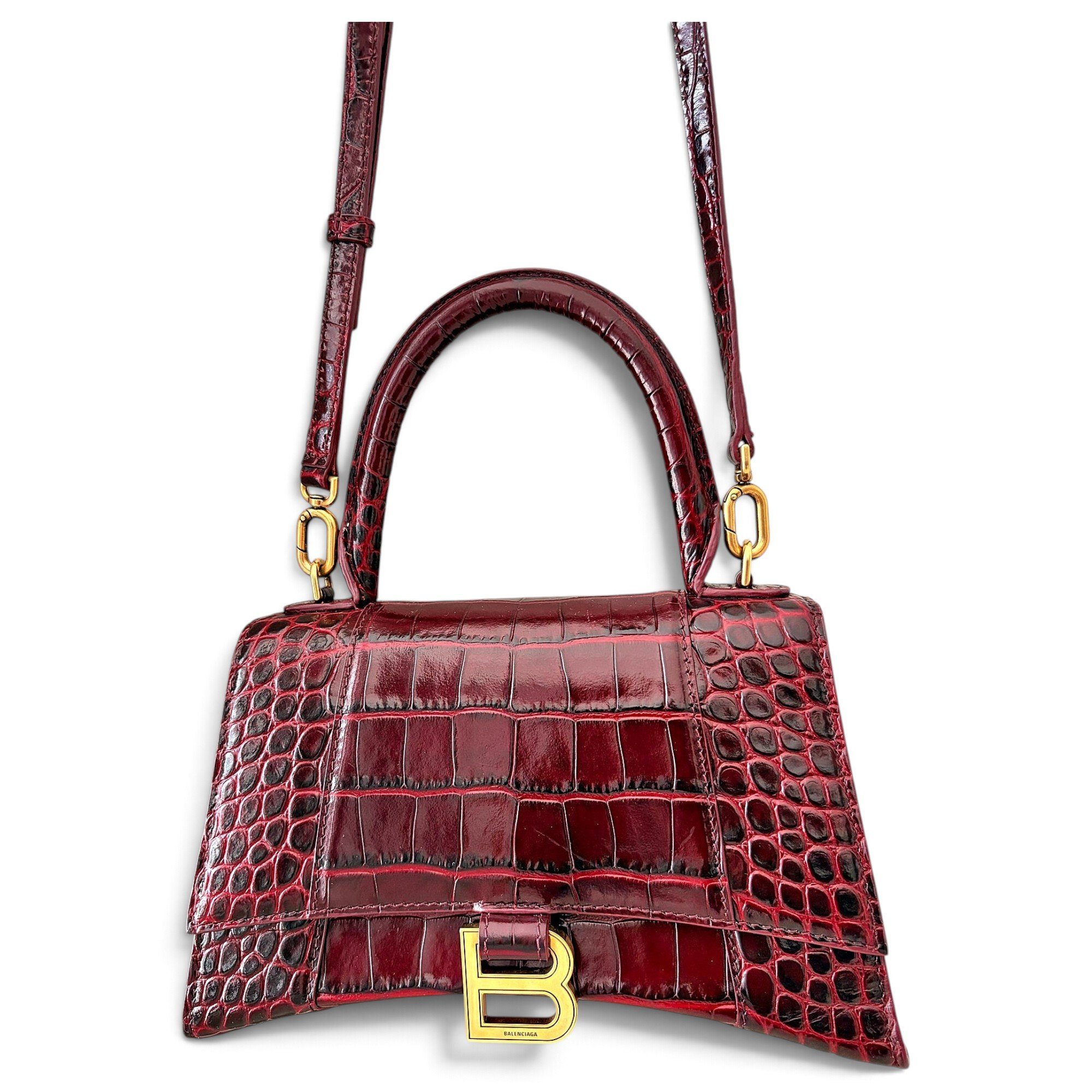 Hourglass leather handbag