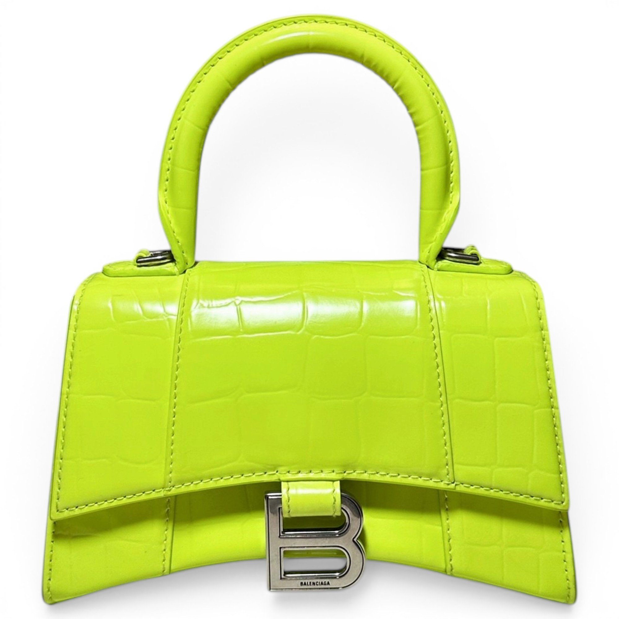 Hourglass leather handbag