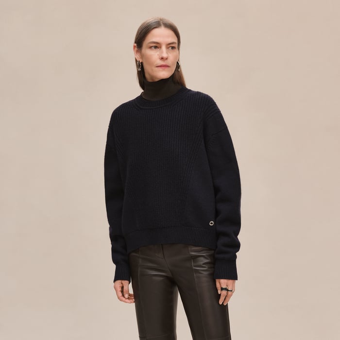 Bleu Noir Cashmere Long-sleeve Sweater