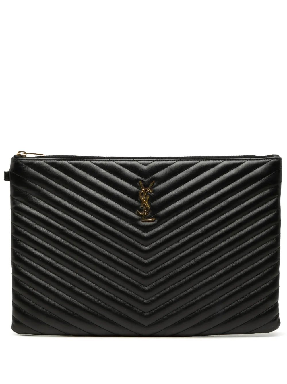 2017 Chevron Leather Monogram Document Holder clutch bag