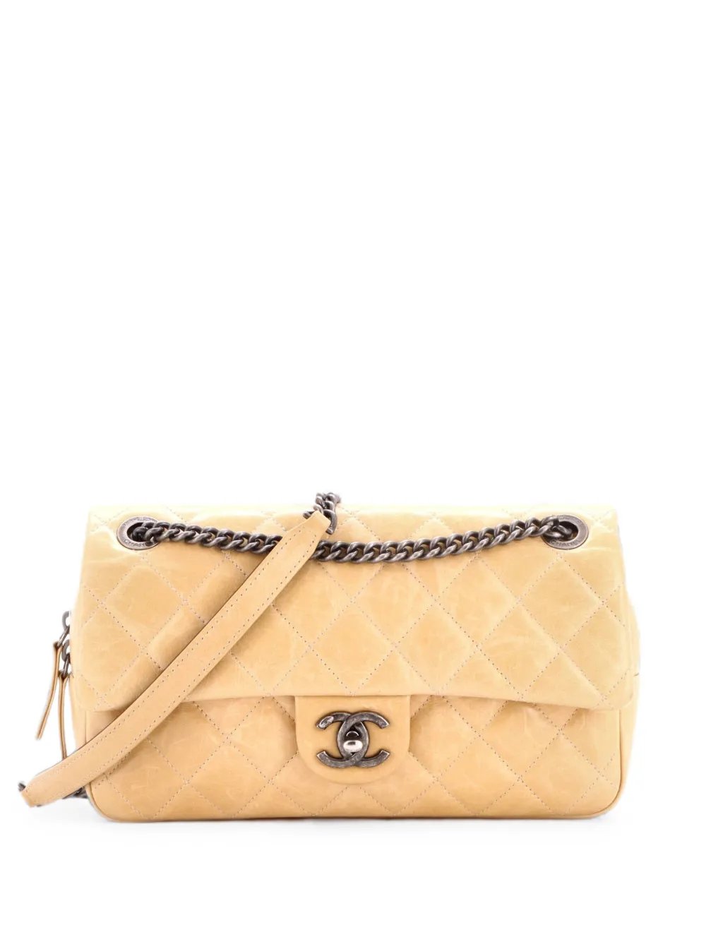 Duo Color Flap Bag Quilted Glazed Calfskin Medium shoulder bag