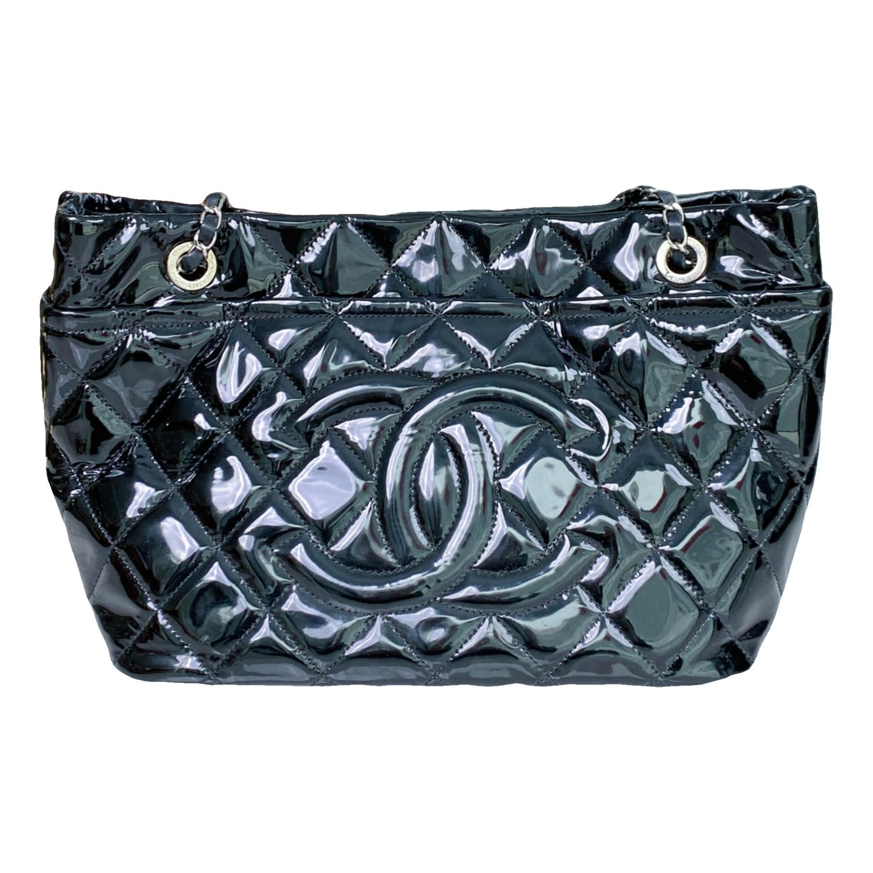 Vintage CC Chain patent leather tote