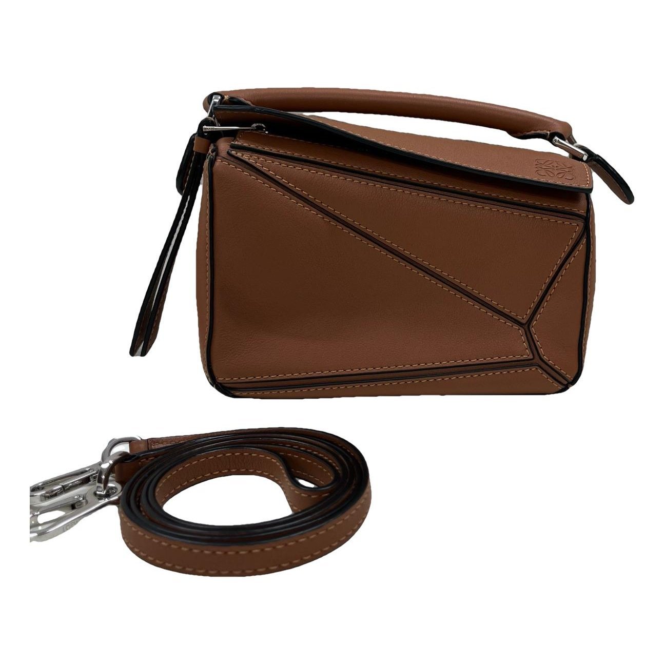 Puzzle leather handbag