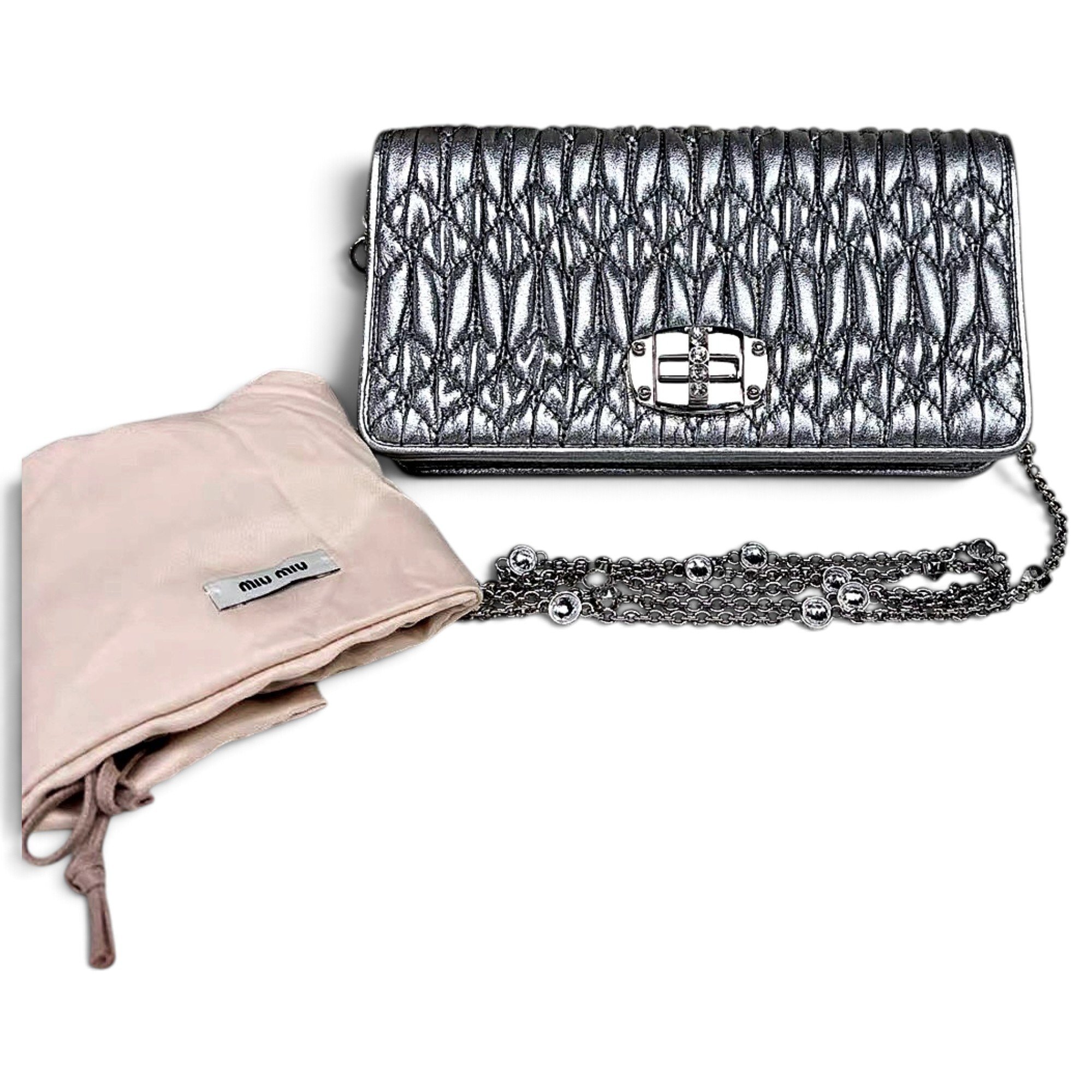 Miu Crystal leather handbag