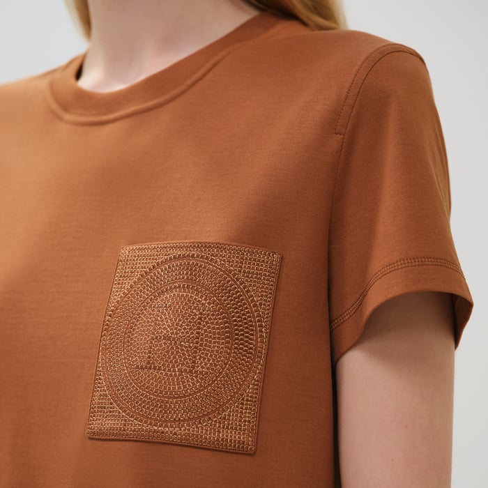 Marron Alezan Embroidered Pocket T-shirt