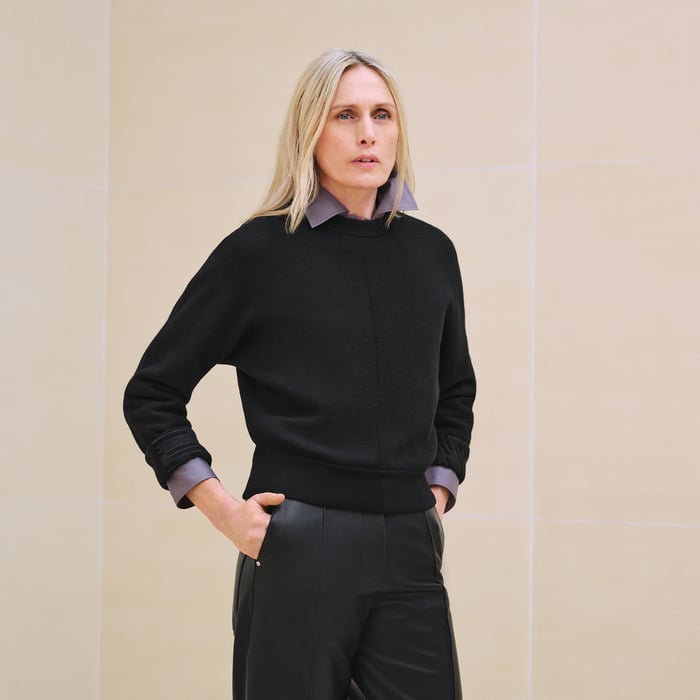 Noir "H En Biais" Motif Long-sleeve Sweater
