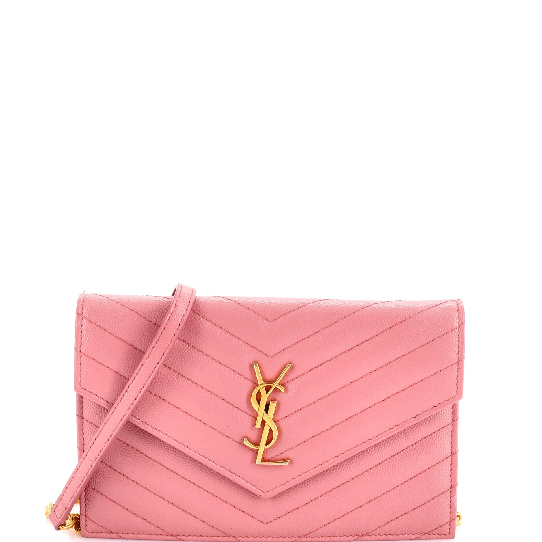 Classic Monogram Wallet on Chain Matelasse Chevron Leather Small