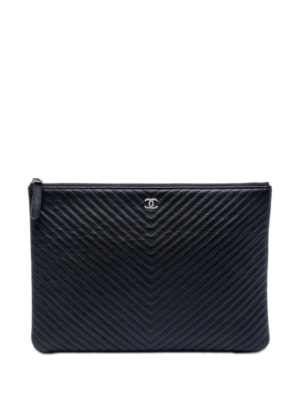 2016-2017 Medium CC Chevron Caviar O Case clutch bag