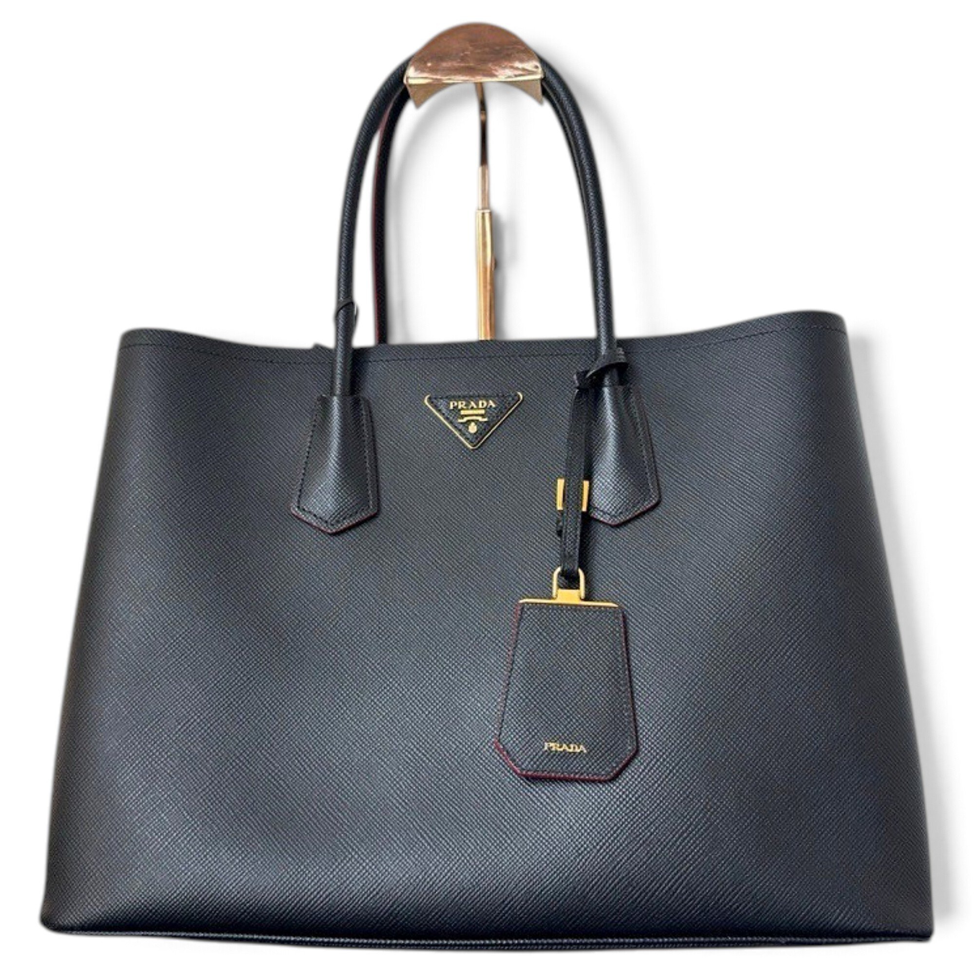 Double leather handbag