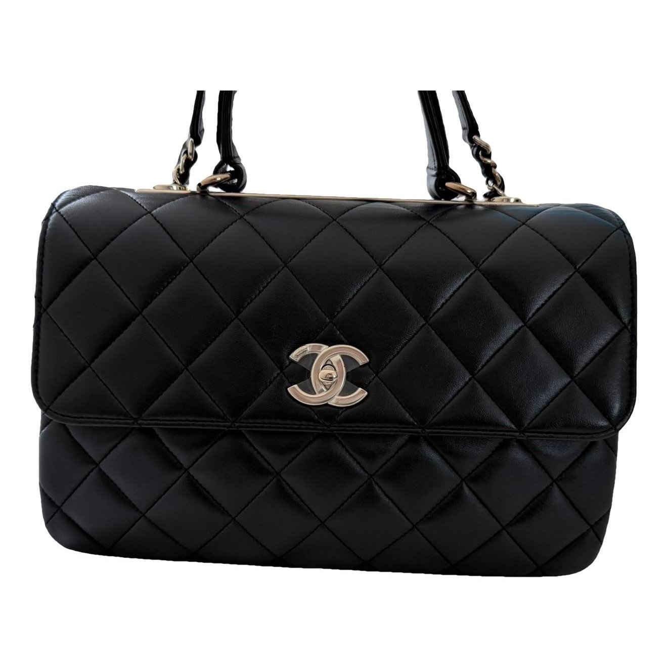 Trendy CC Top Handle leather handbag
