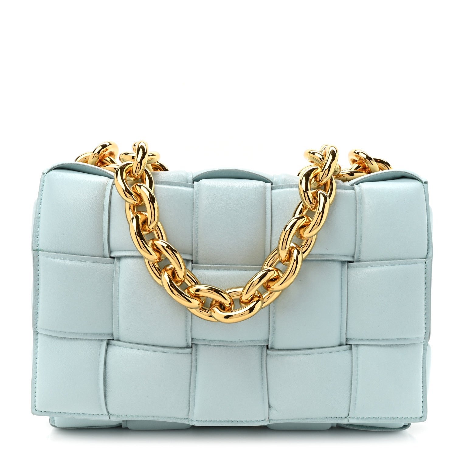 Bottega Veneta Lambskin Maxi Intreccio Padded Chain Cassette Crossbody Bag Spearmint