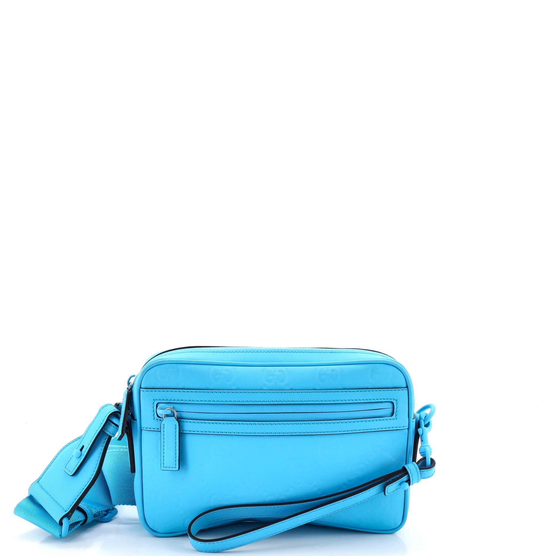 Front Zip Crossbody Bag GG Rubber Effect Leather Small