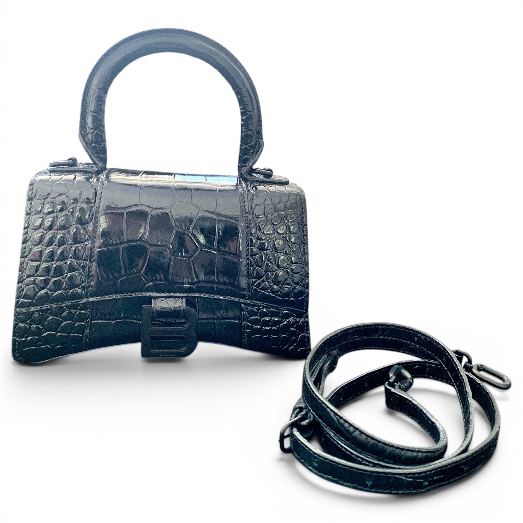 Hourglass leather handbag