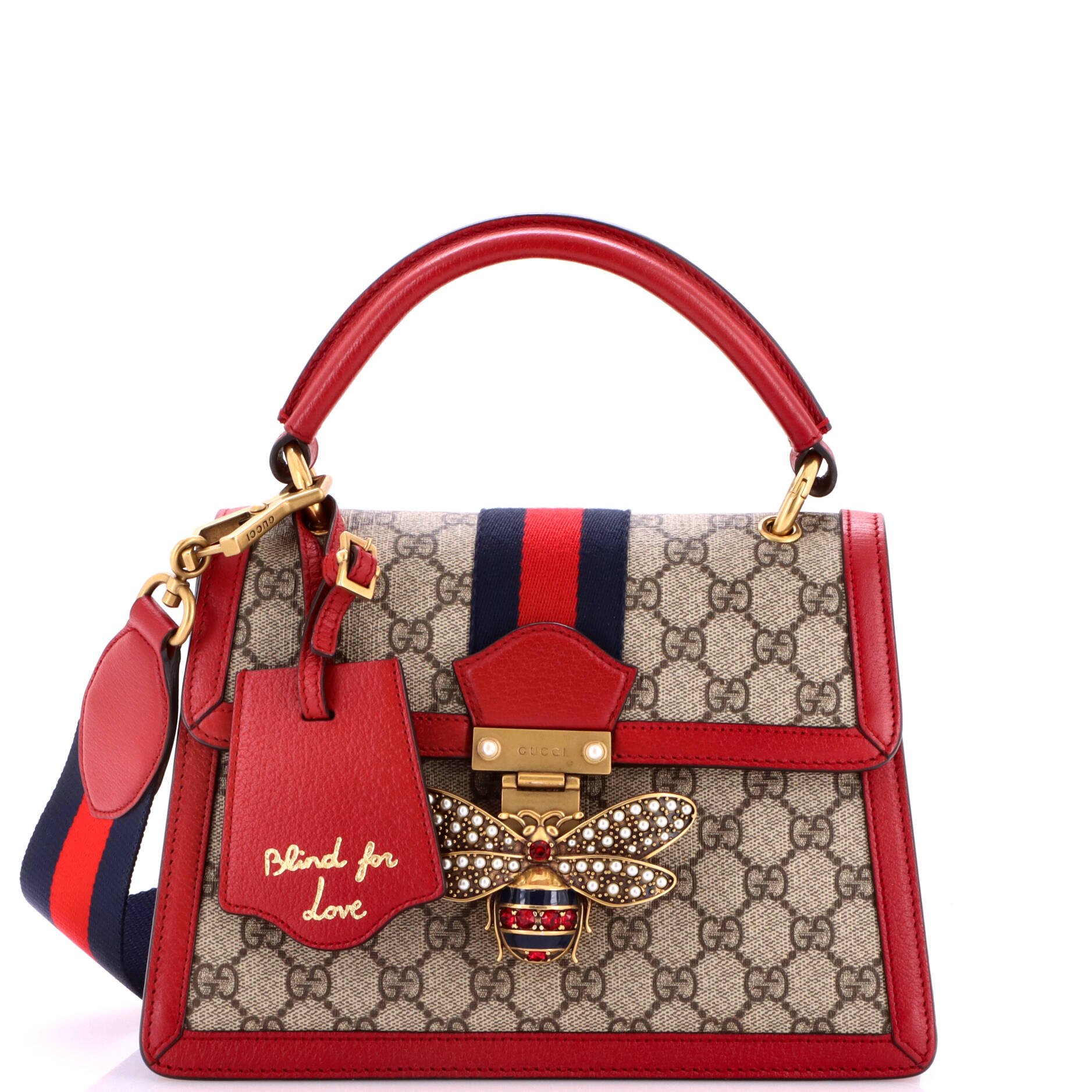 Queen Margaret Top Handle Bag GG Coated Canvas with Leather Small