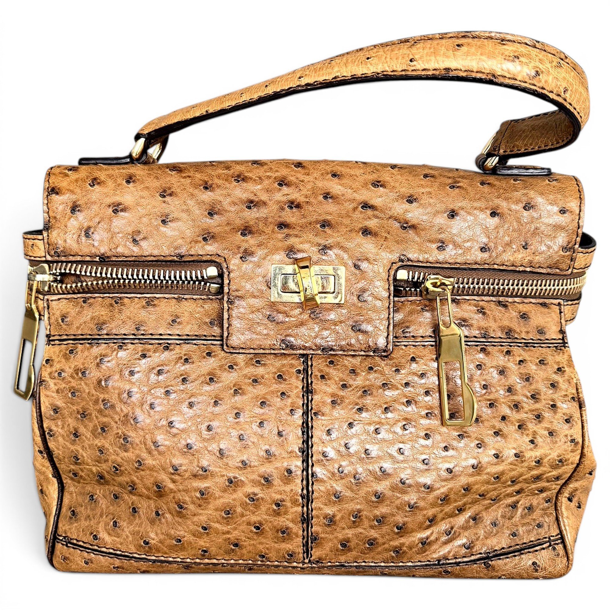 Max Mara Whitney ostrich handbag