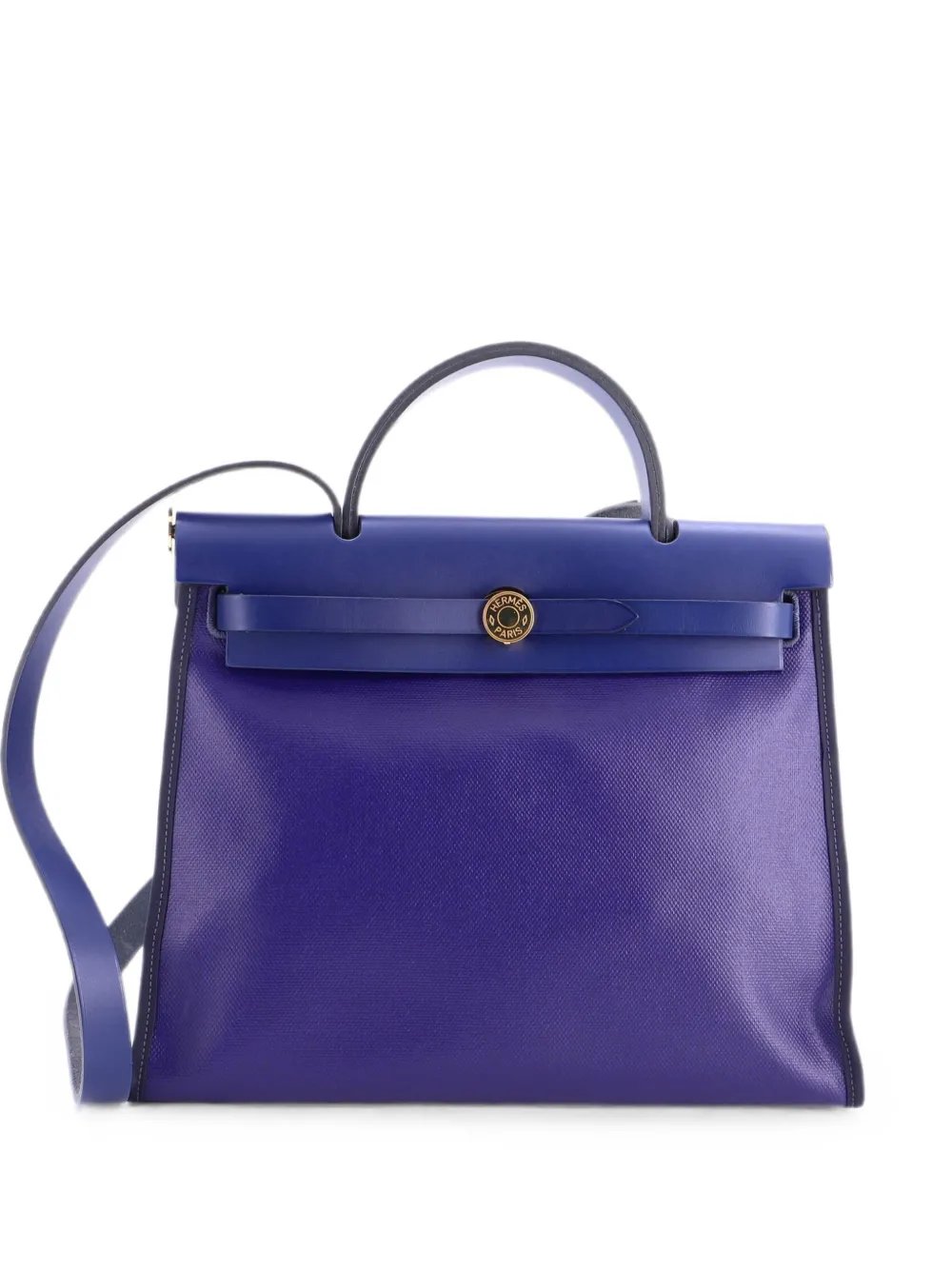Herbag Zip Berline Vache Canvas and Leather 31 shoulder bag