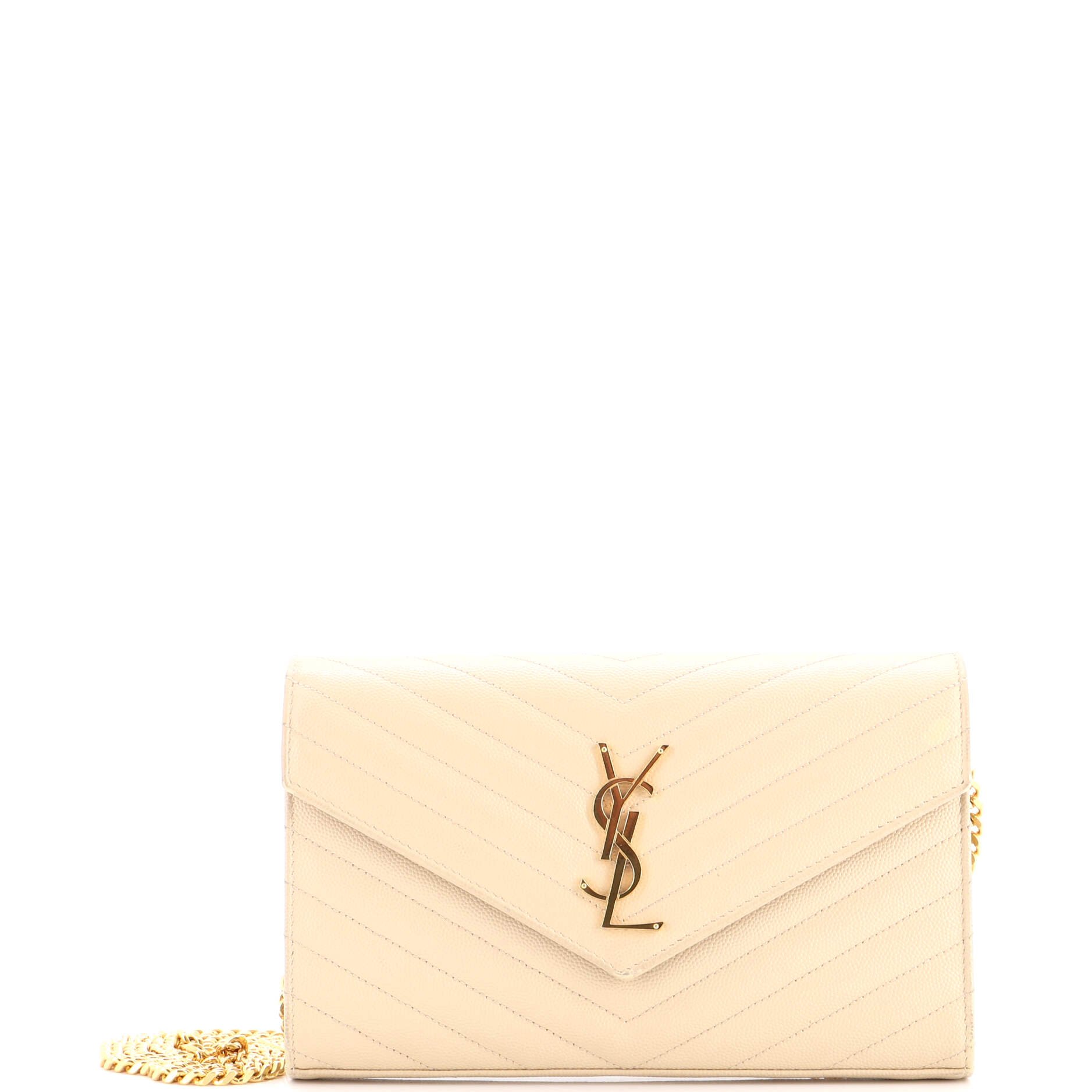 Classic Monogram Wallet on Chain Matelasse Chevron Leather Medium
