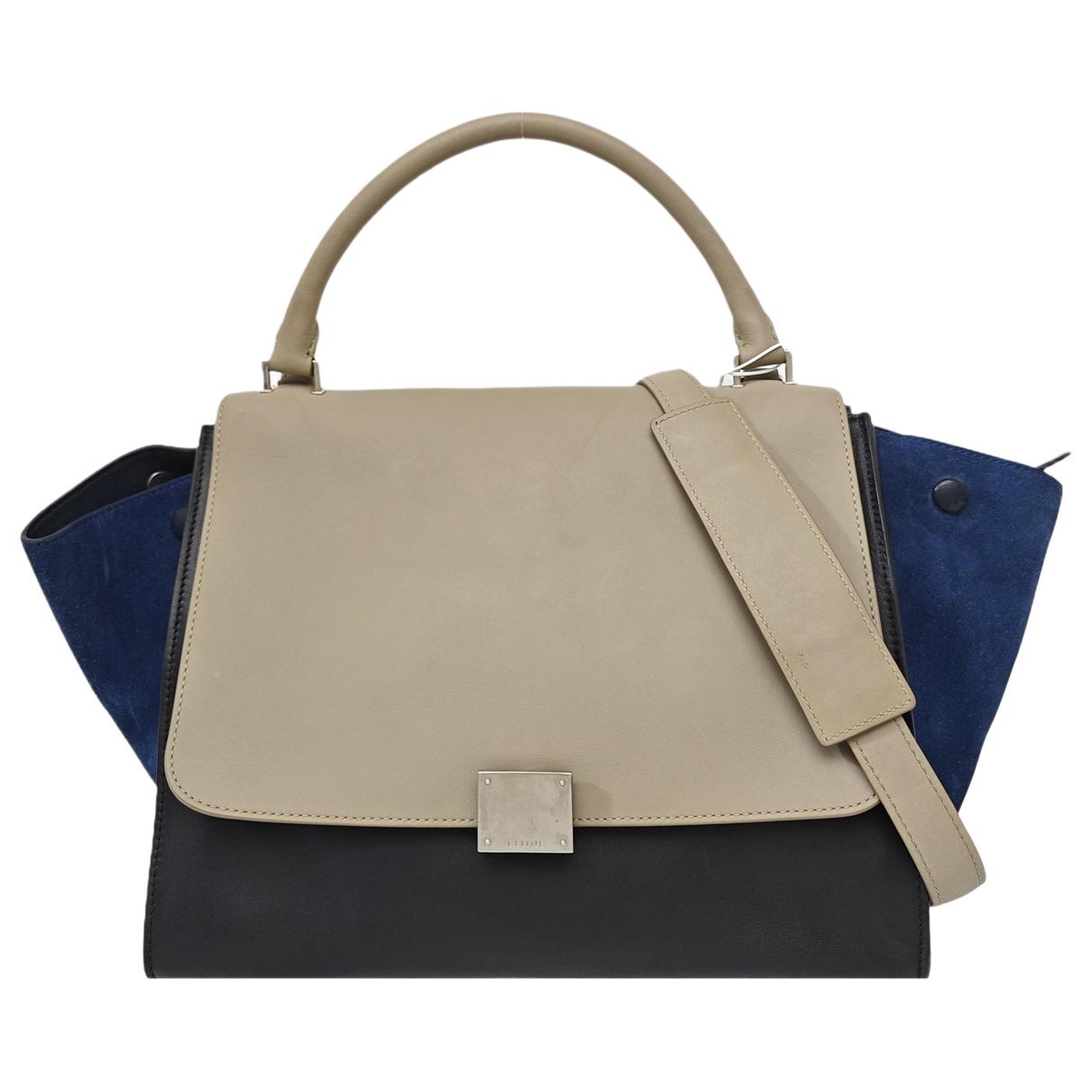 Trapèze leather handbag