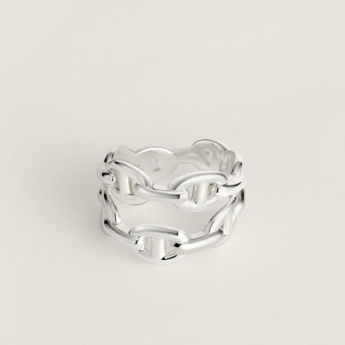 Sans Coloris Chaine d'Ancre Enchainee Ring, Double Row
