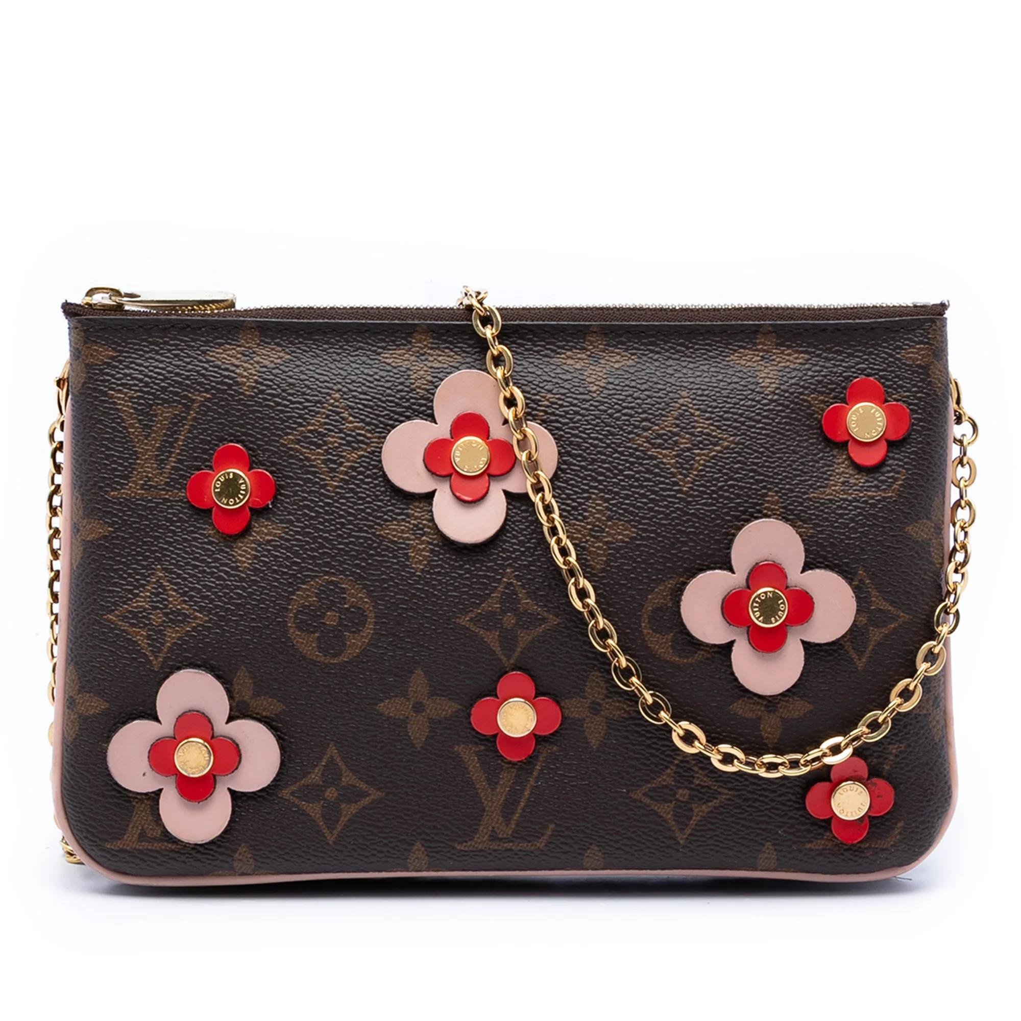 Double zip leather clutch bag