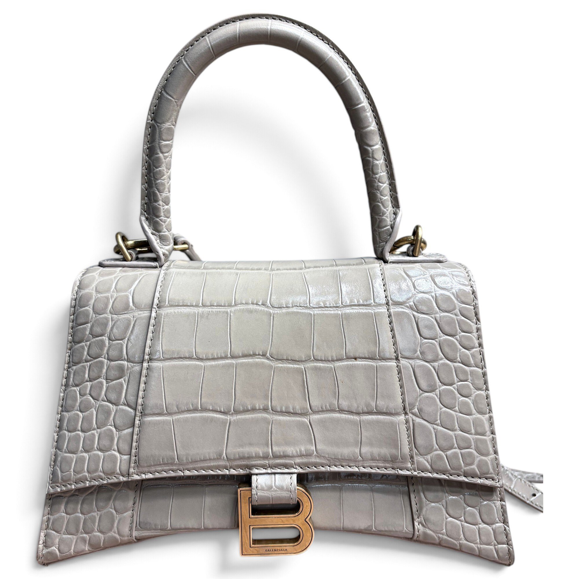 Hourglass leather handbag