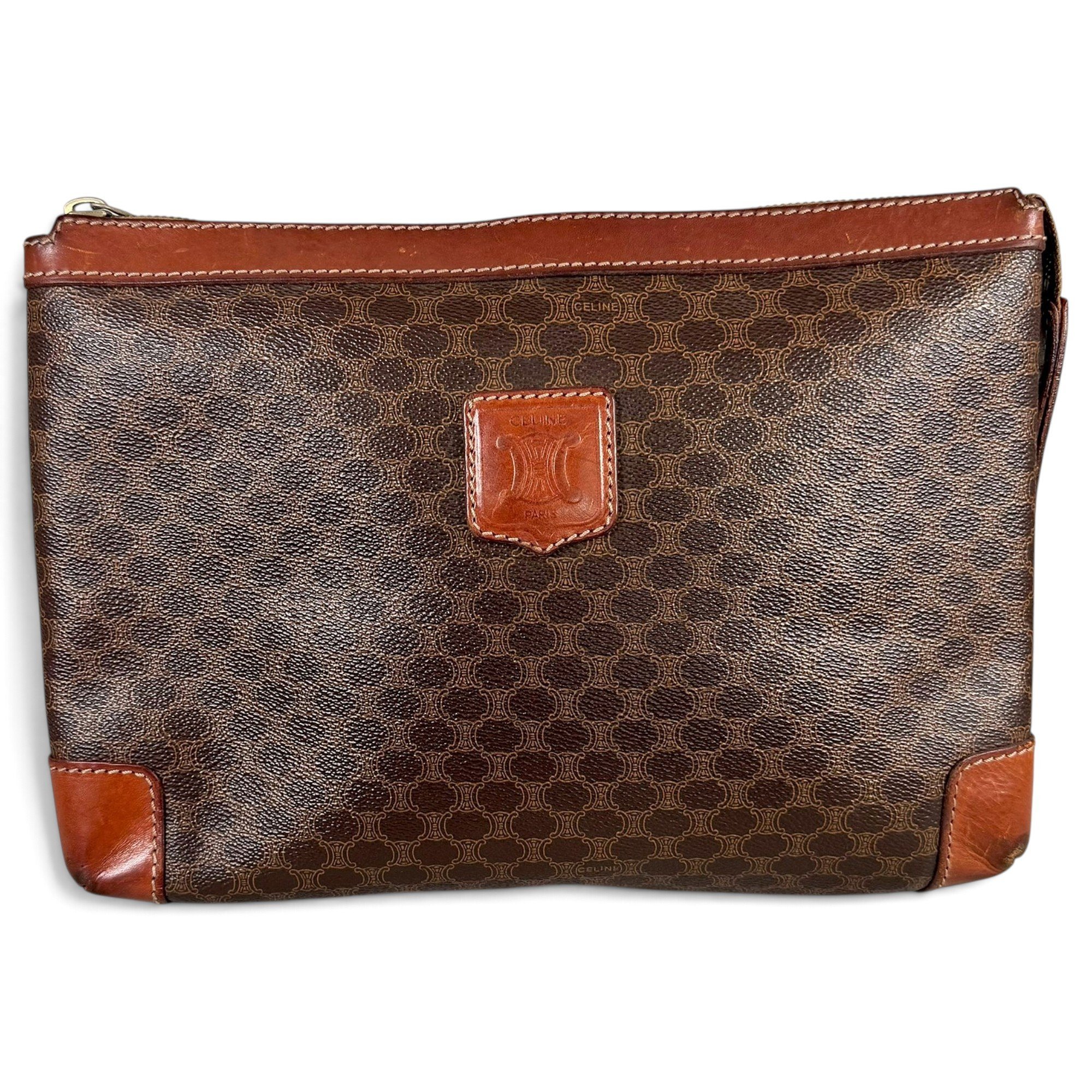 Celine Triomphe Vintage leather clutch bag
