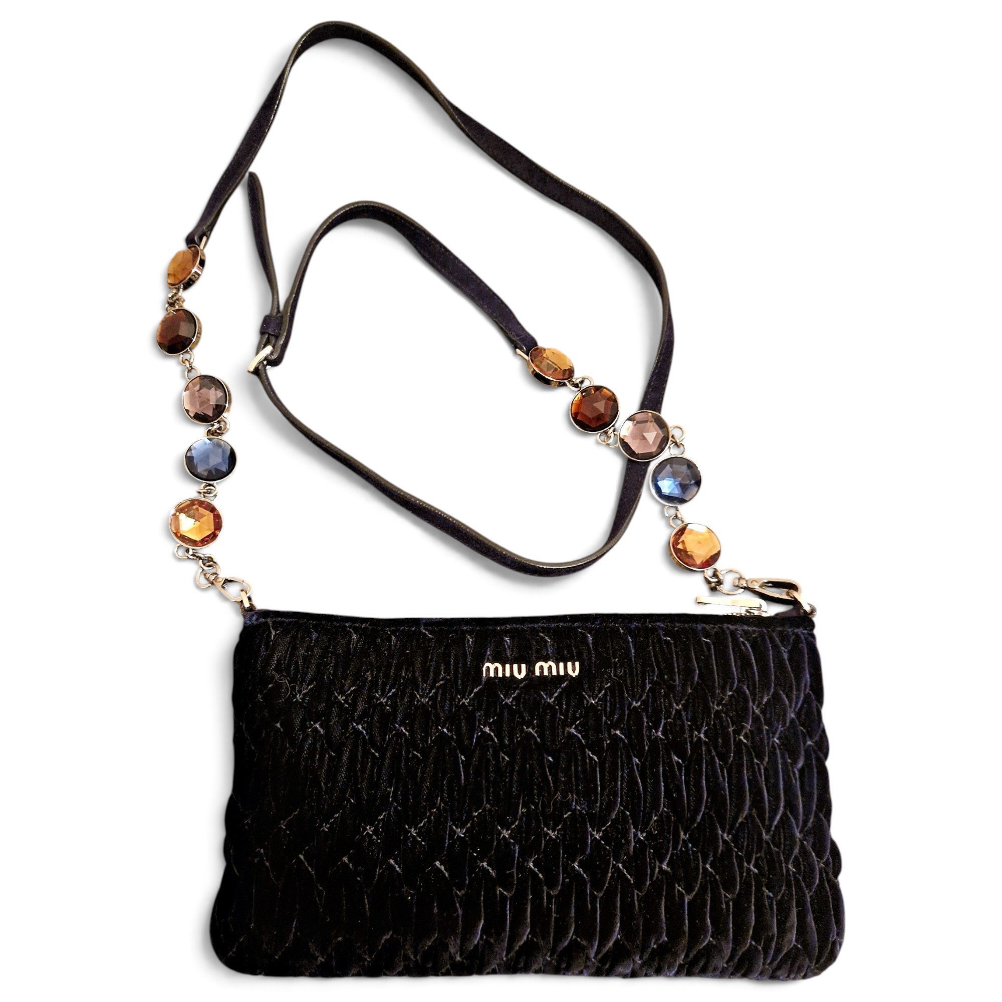 Miu Crystal velvet crossbody bag