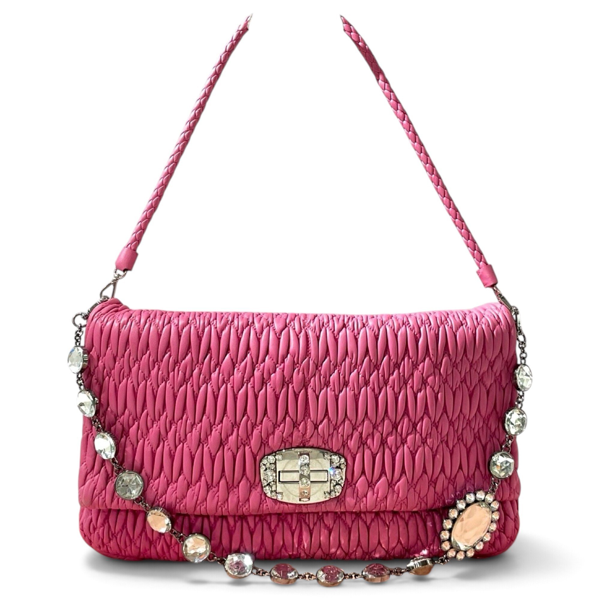 Miu Crystal leather handbag
