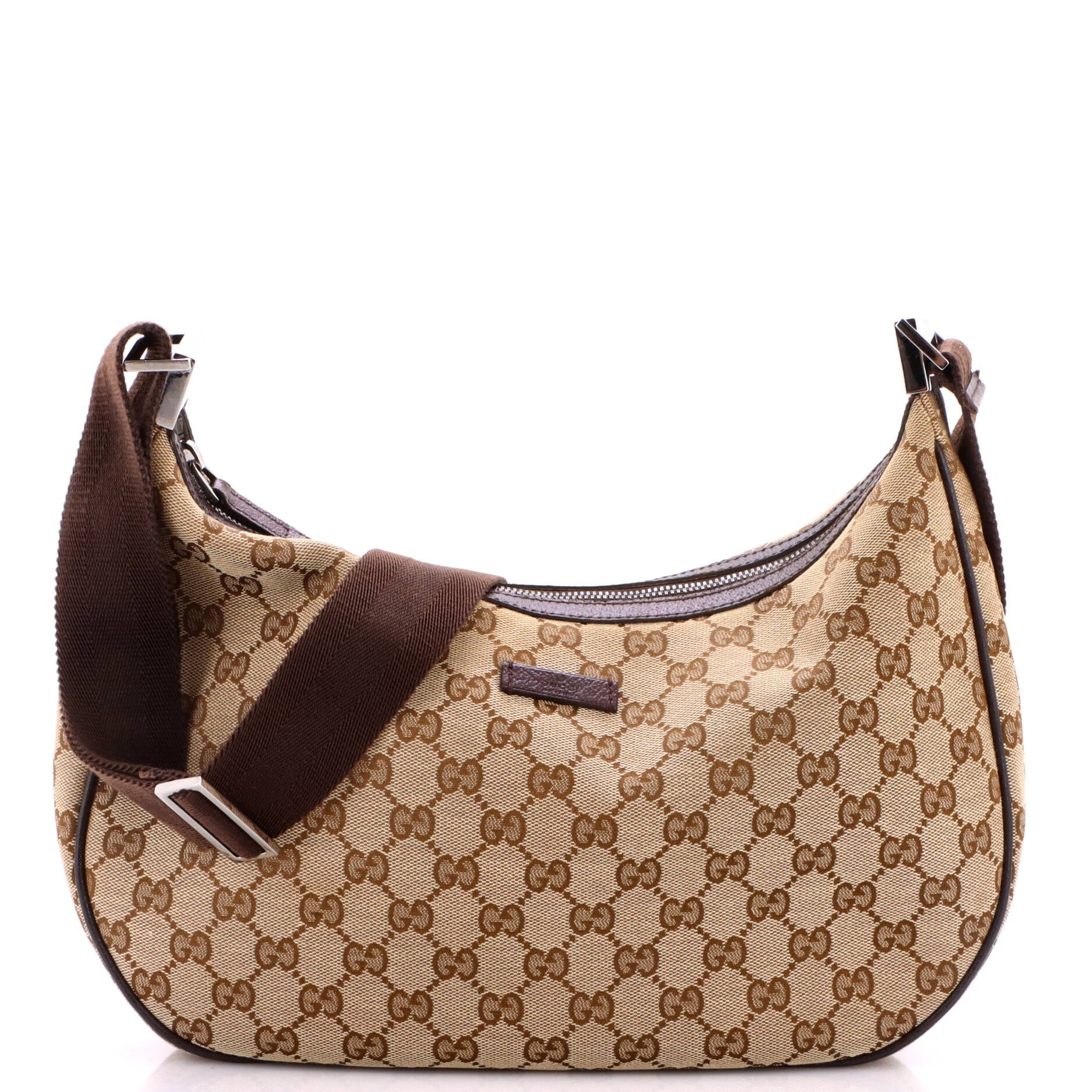 Saddle Zip Messenger Bag GG Canvas with Leather Medium