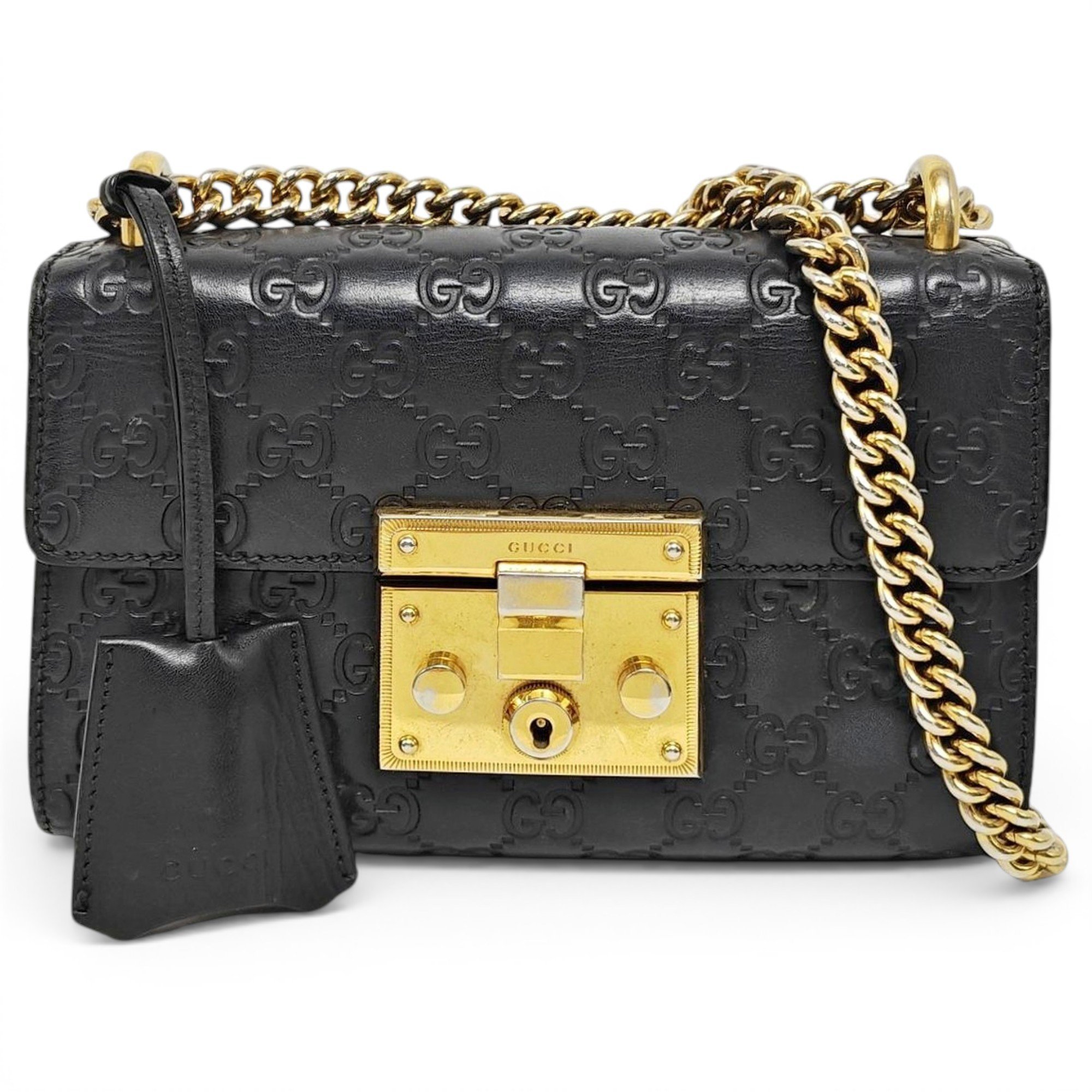 Padlock leather handbag