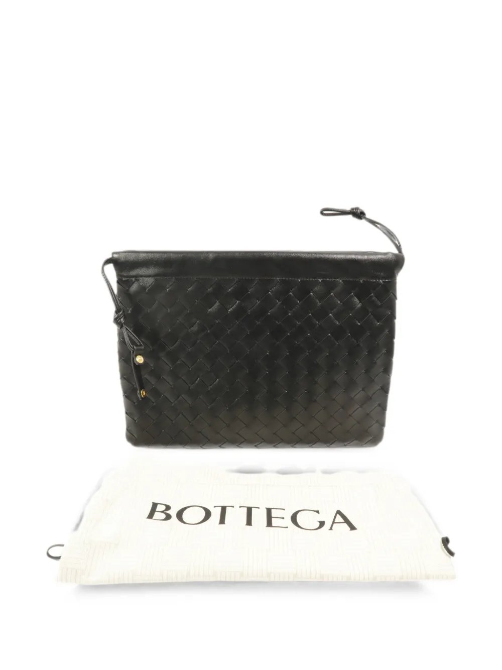Intrecciato drawstring clutch bag
