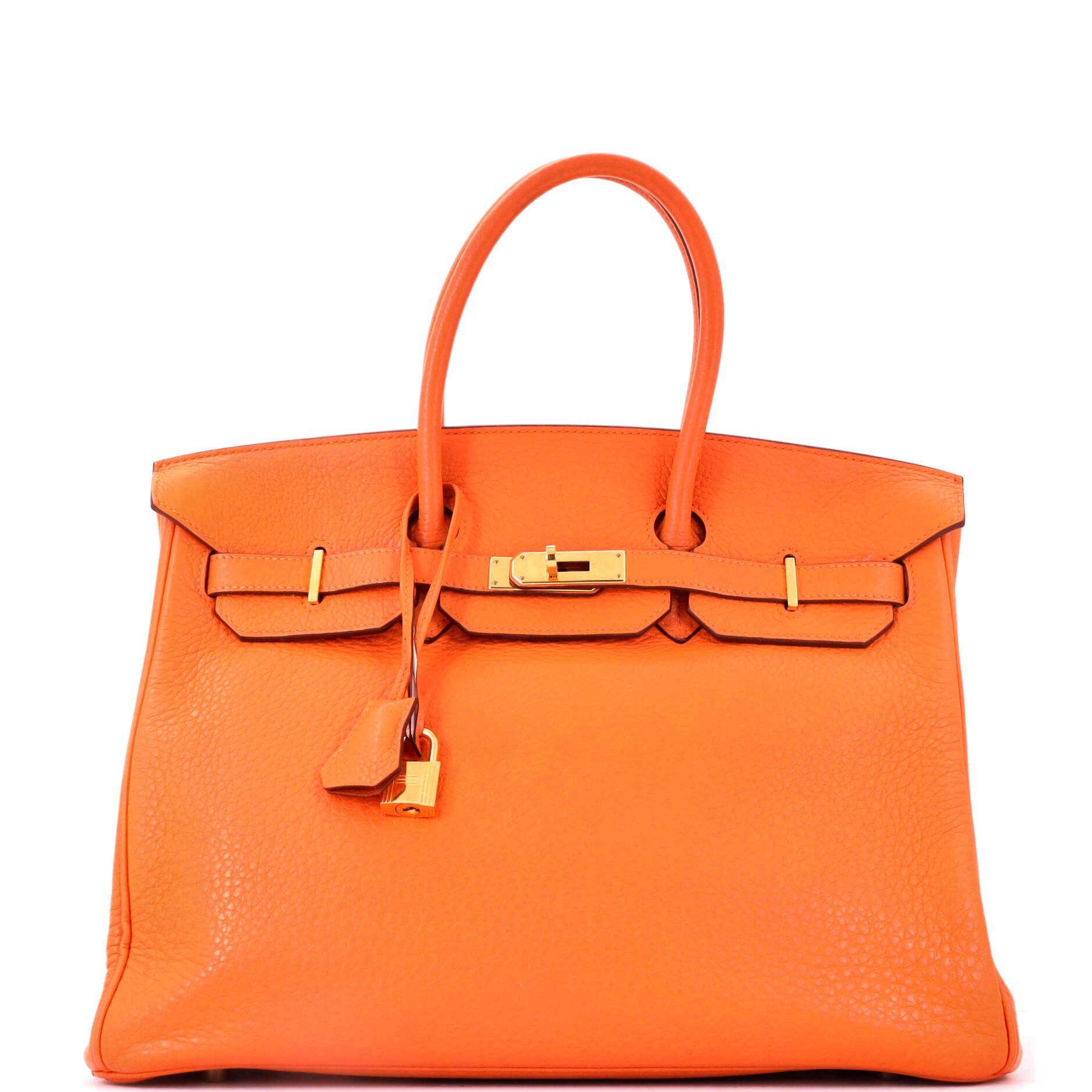 Birkin Handbag Orange H Clemence with Gold Hardware 35