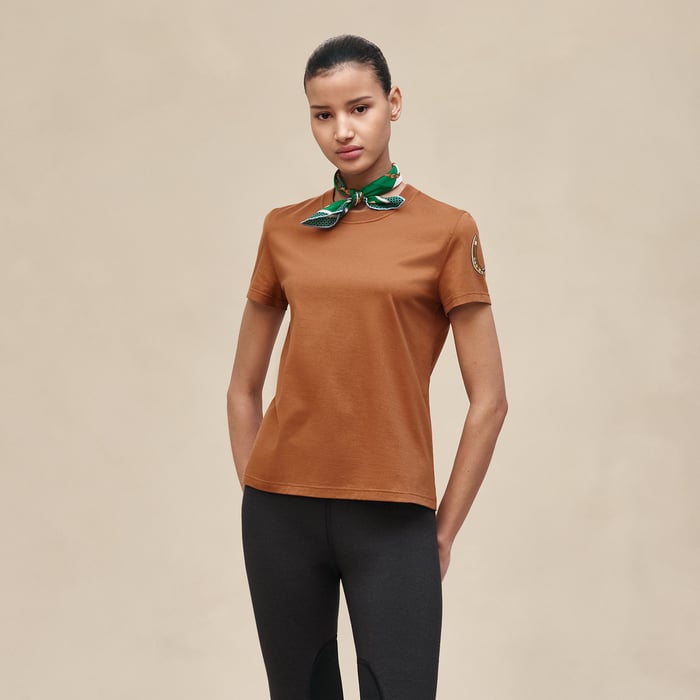 Marron Fauve Printed Straight T-shirt