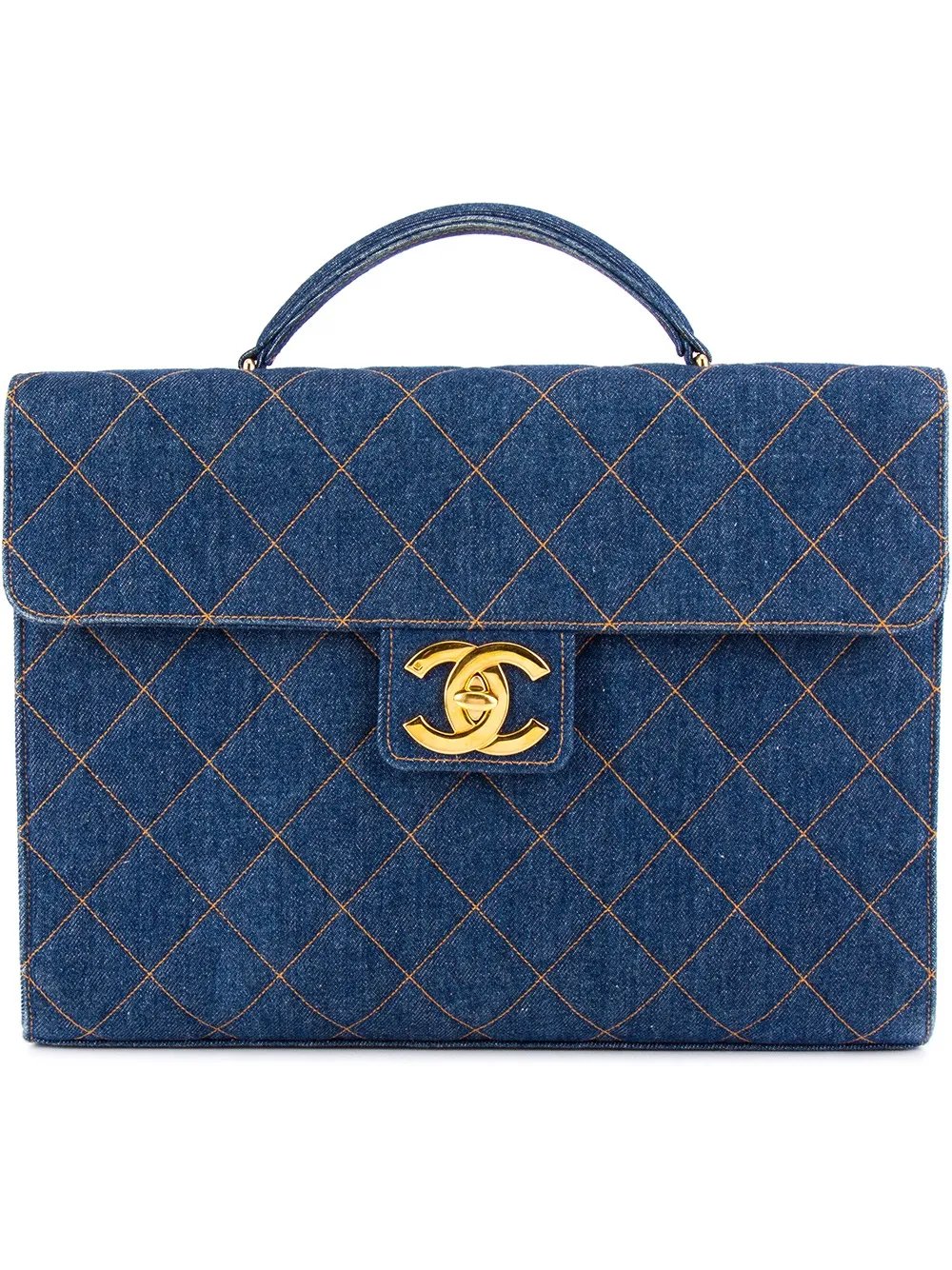 quilted denim briefcase