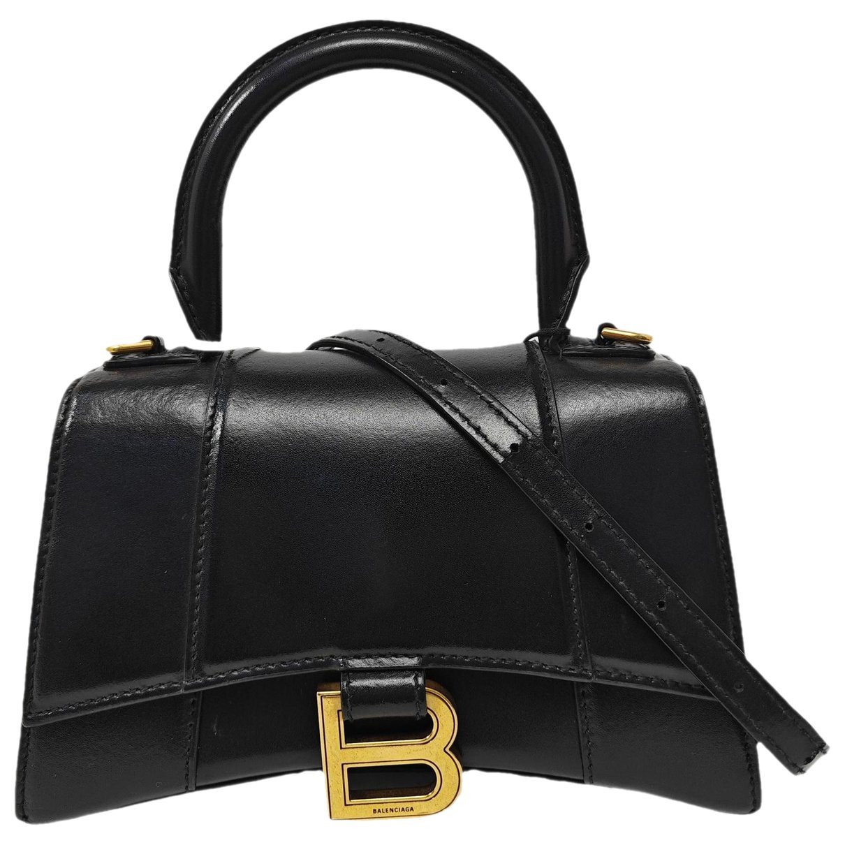 Hourglass leather handbag