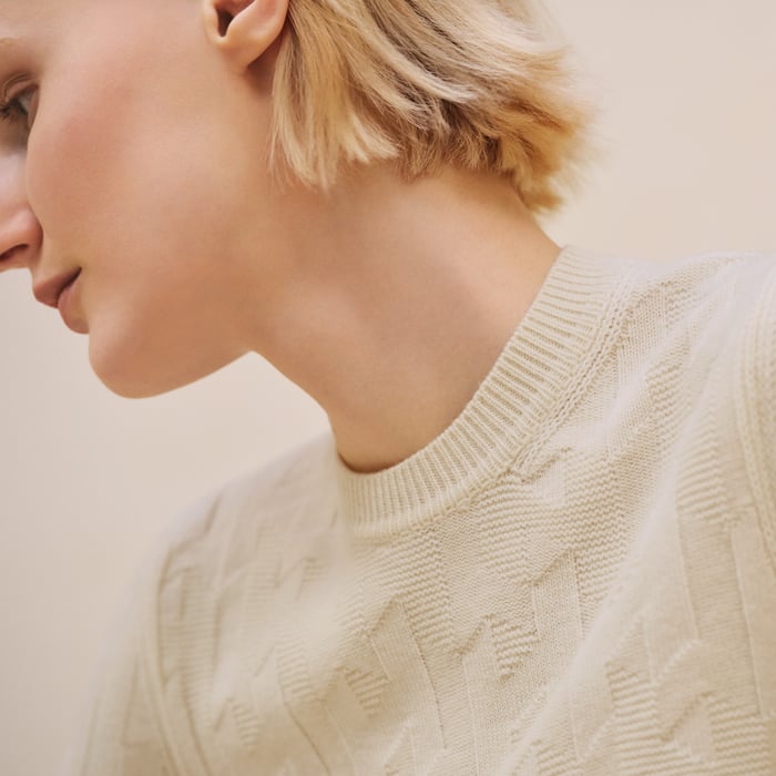 Blanc Naturel Cashmere "H" Long-sleeve Sweater
