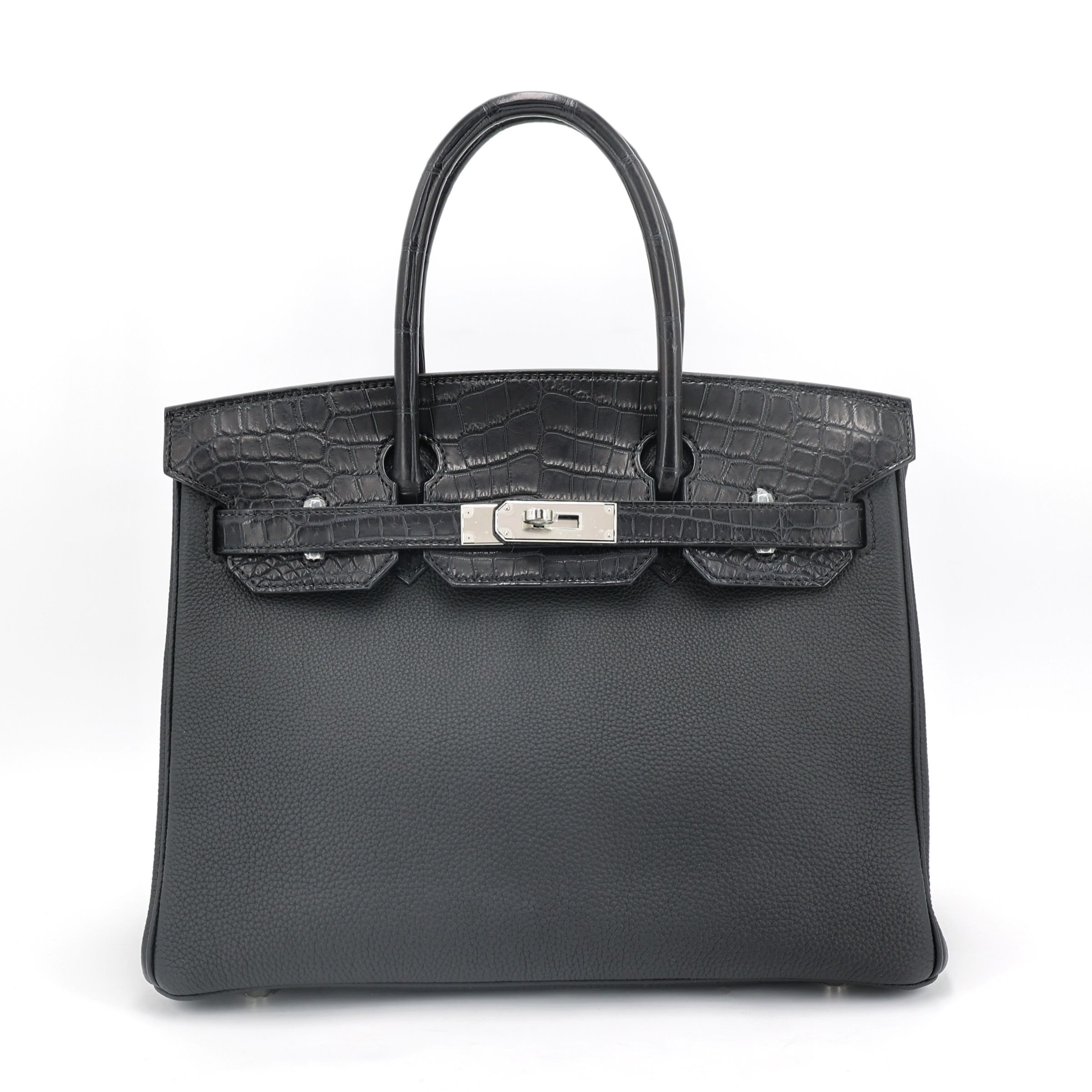 Hermes Excellent ( Rank SA ) HERMÈS Birkin 30 Touch Noir (89) Togo Niloticus Crocodile Palladium hardware W (2024)