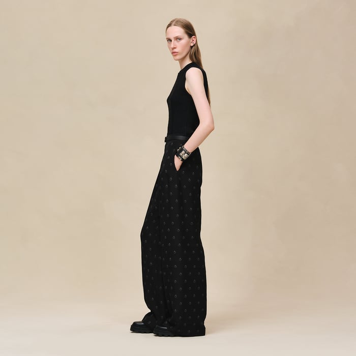 Noir "Aux Champs En Fleurs" Pants