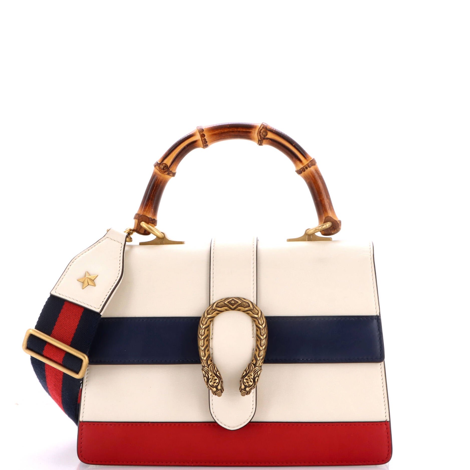Dionysus Bamboo Top Handle Bag Colorblock Leather Medium