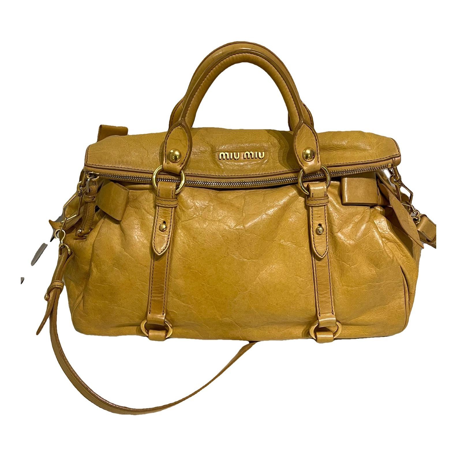 Bow bag leather handbag