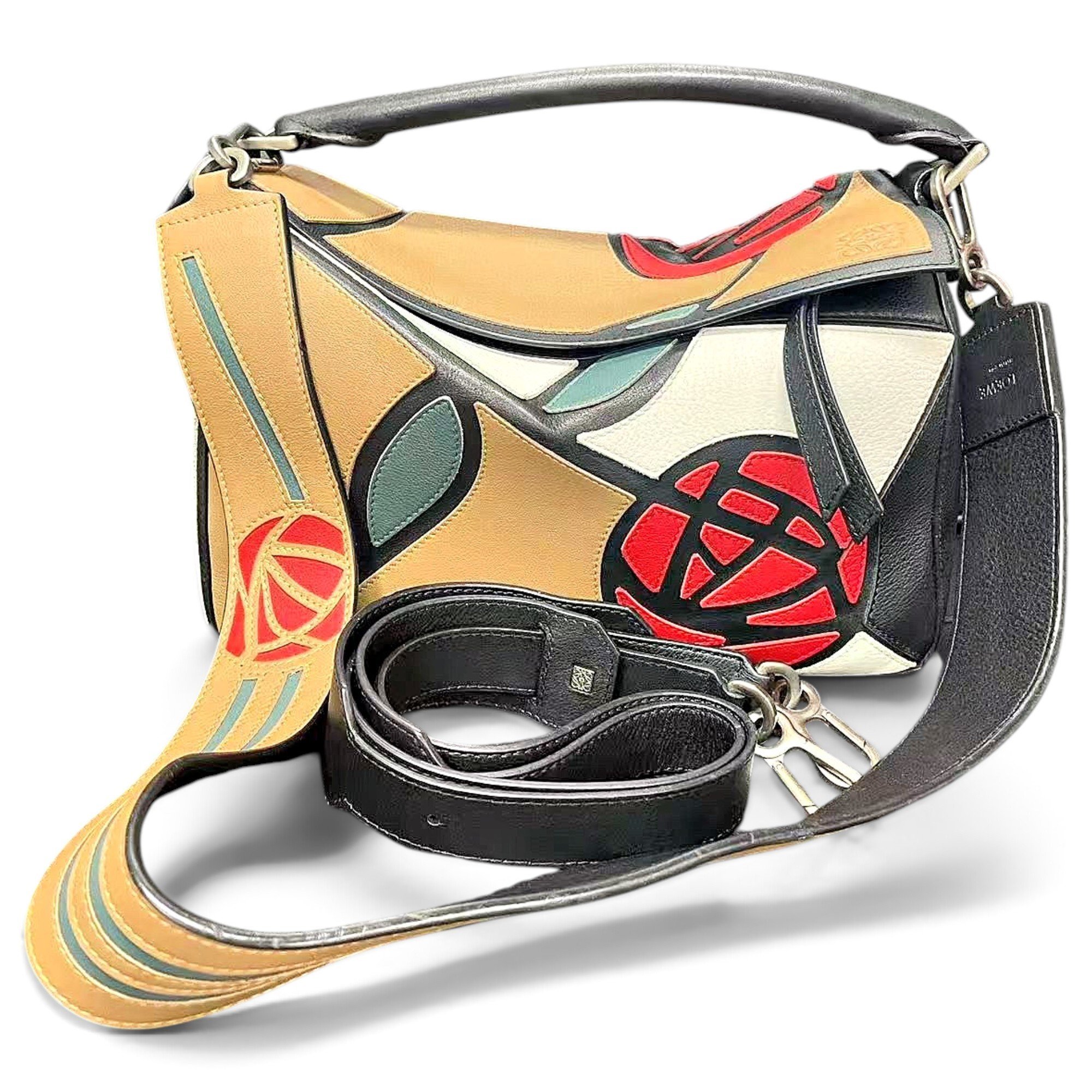 Puzzle leather handbag