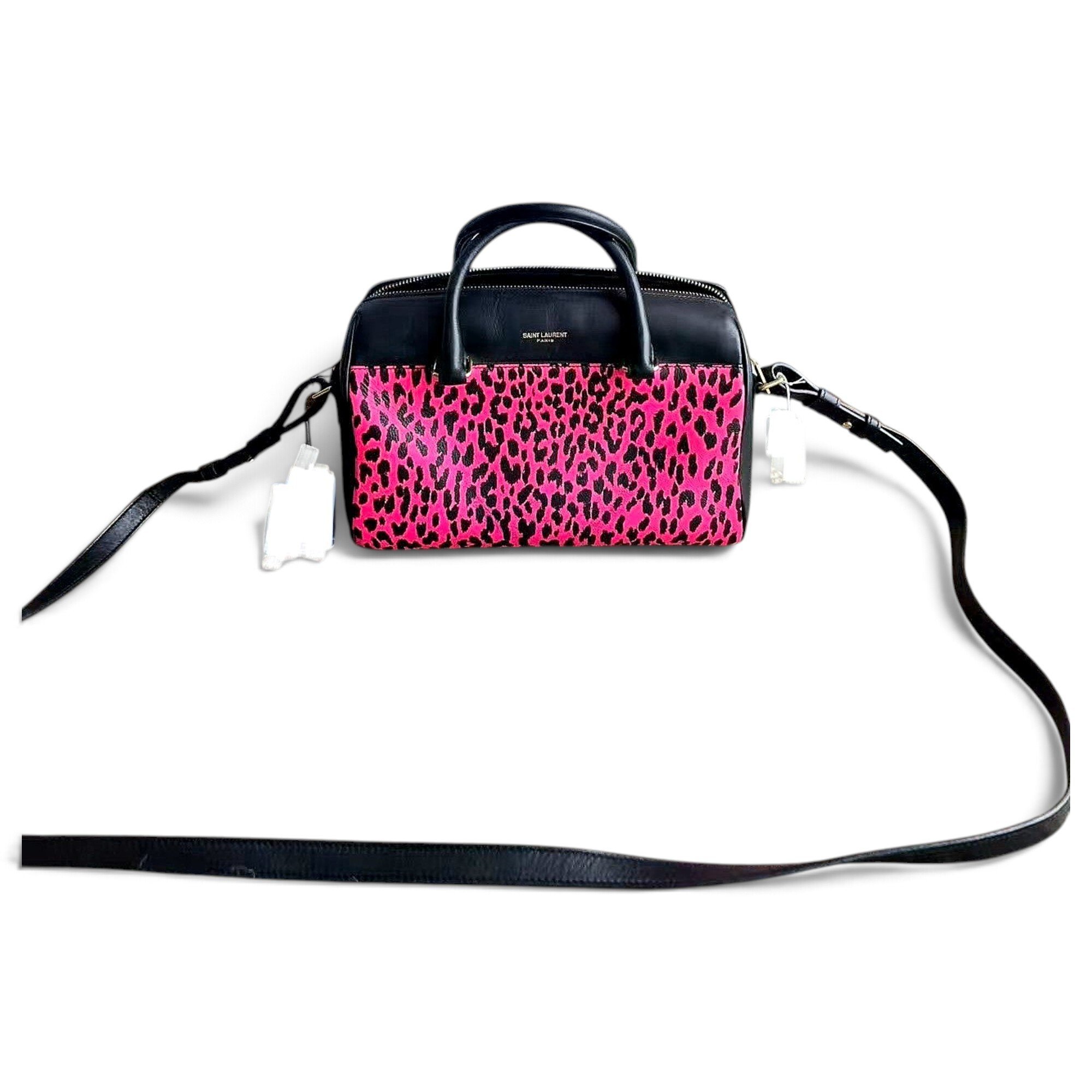 Duffle leather handbag