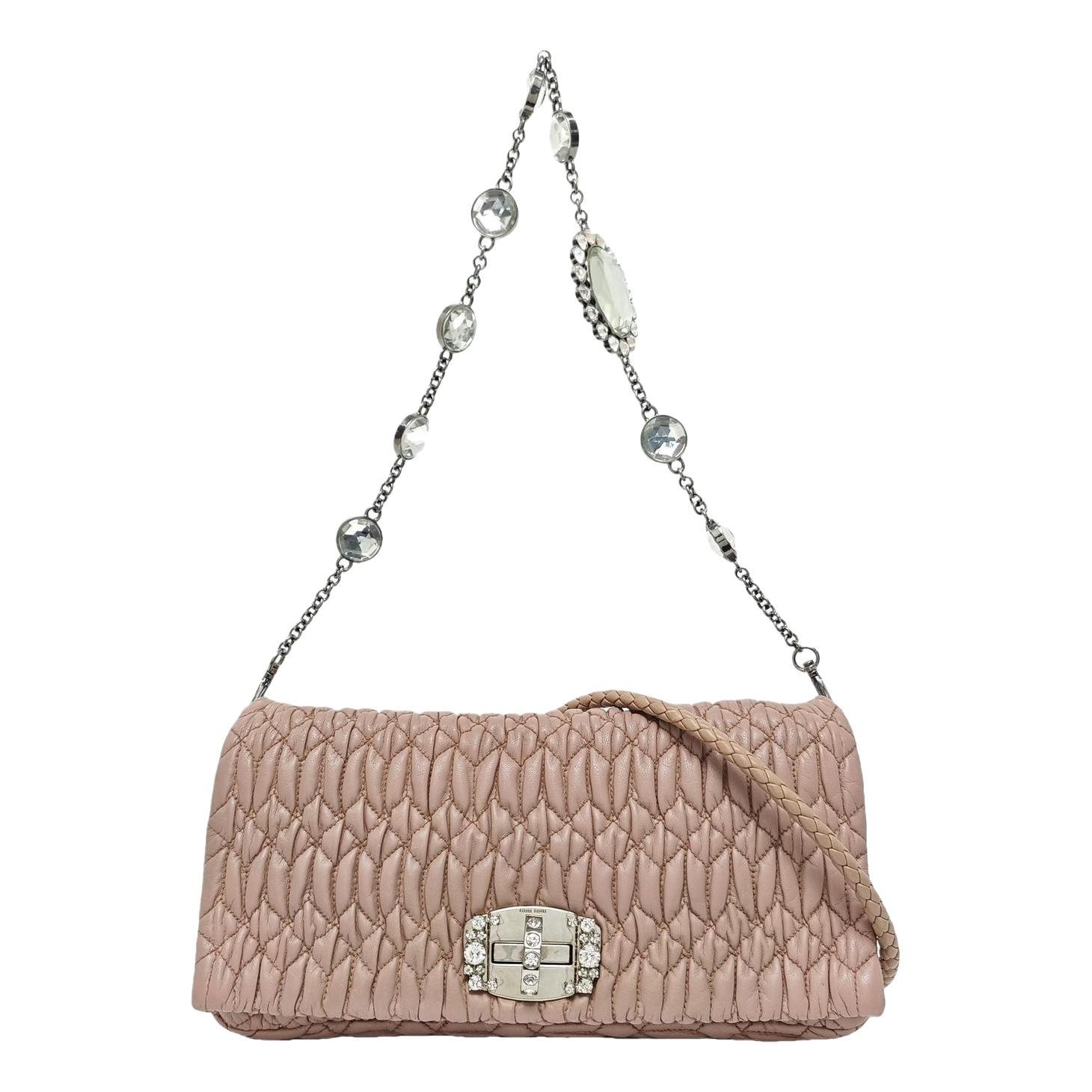 Miu Crystal leather handbag